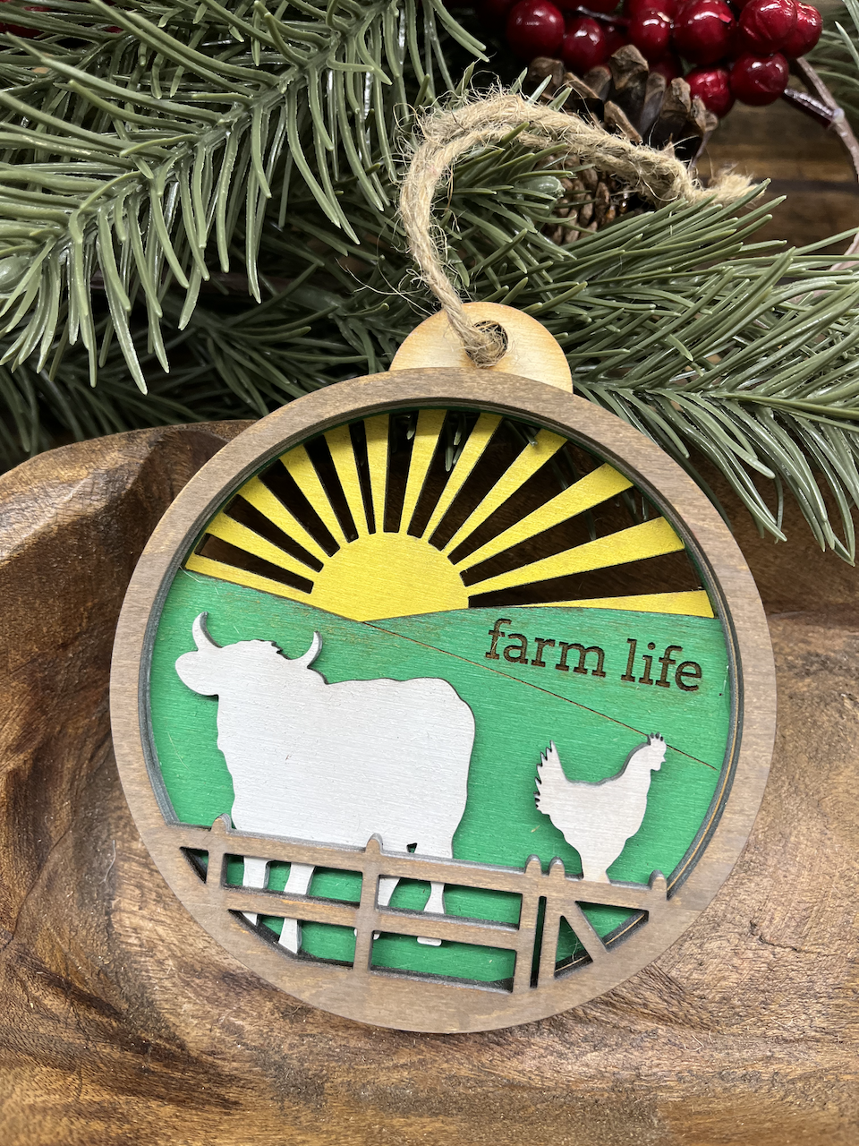 Farm Life Wood Ornament