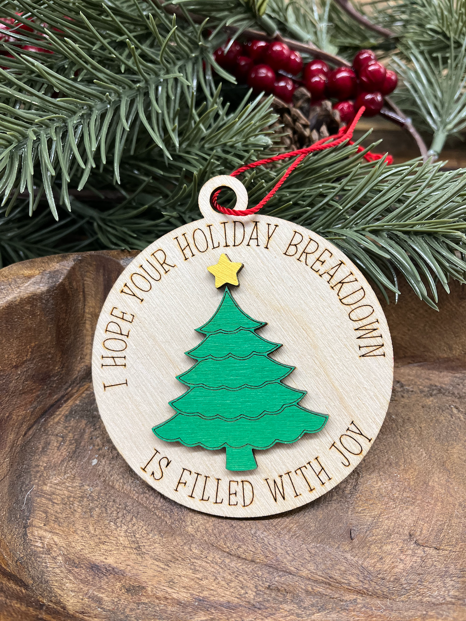 Holiday Breakdown Wood Ornament