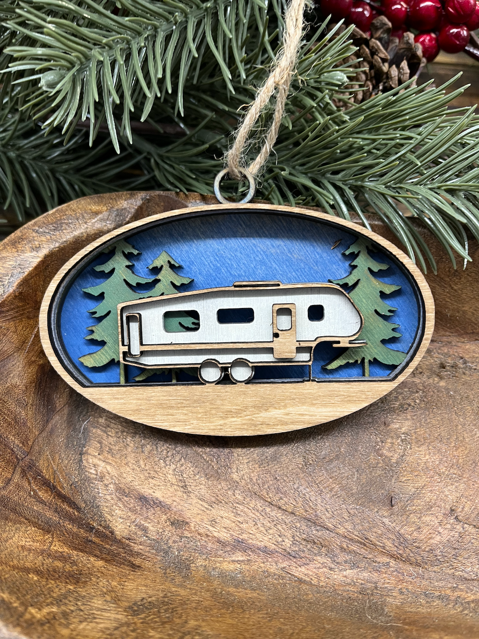 Camper Wood Ornament