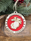 Marine Veteran Wood Ornament