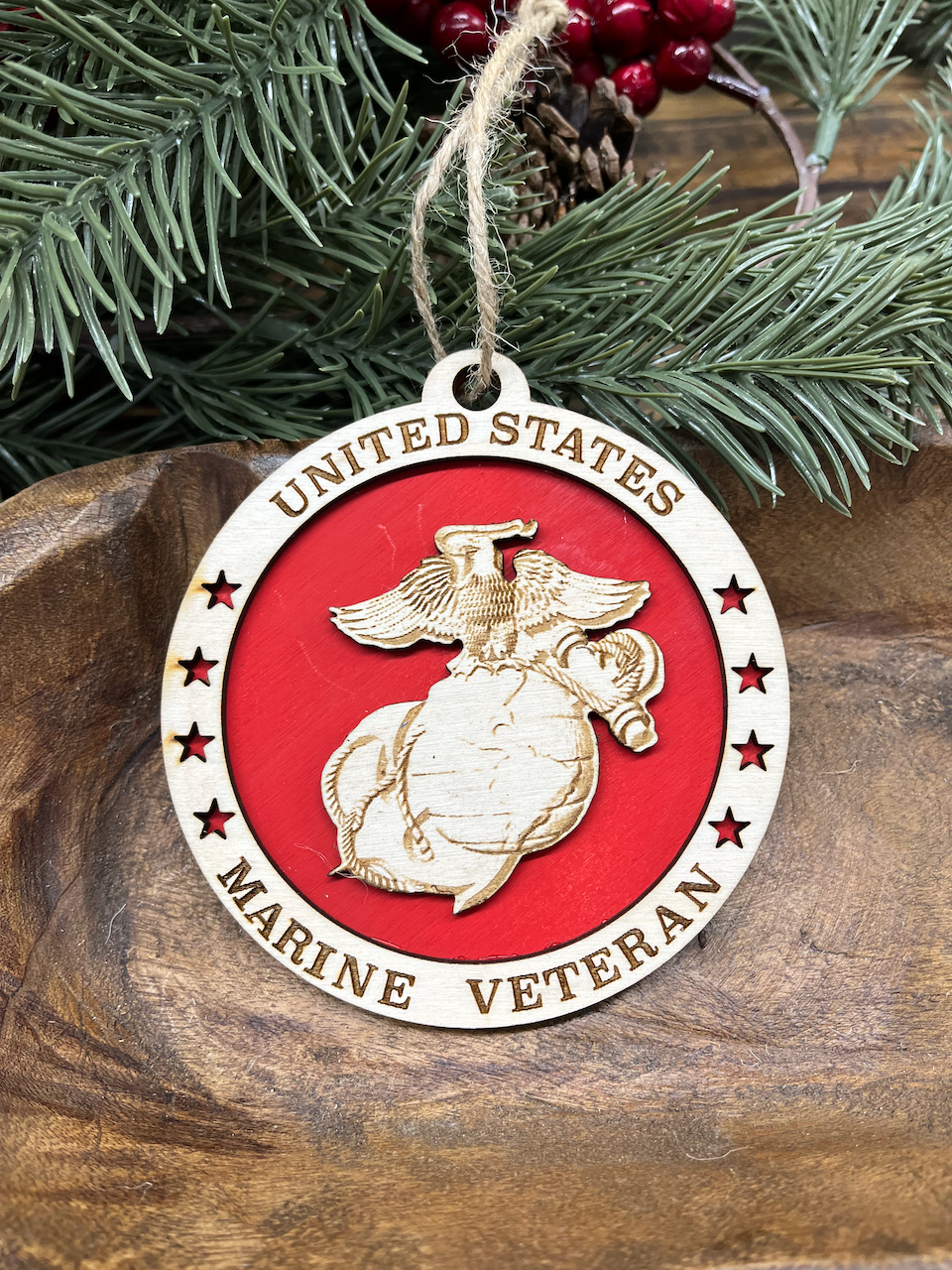 Marine Veteran Wood Ornament