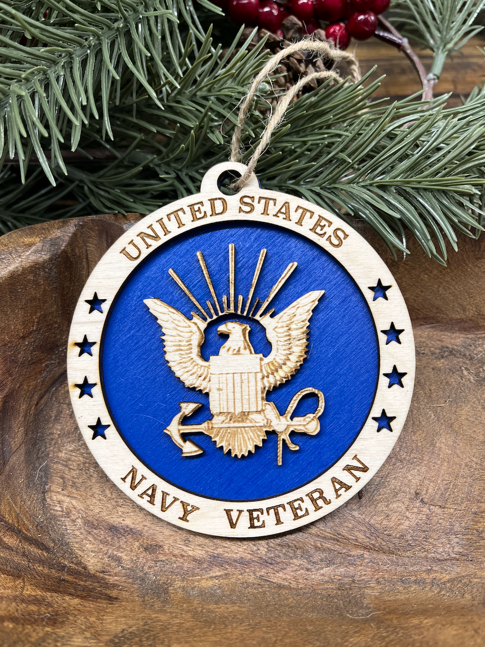 Navy Veteran Wood Ornament