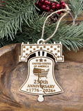 USA 250th Anniversary Wood Ornament