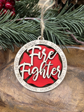 Firefighter Wood Ornament