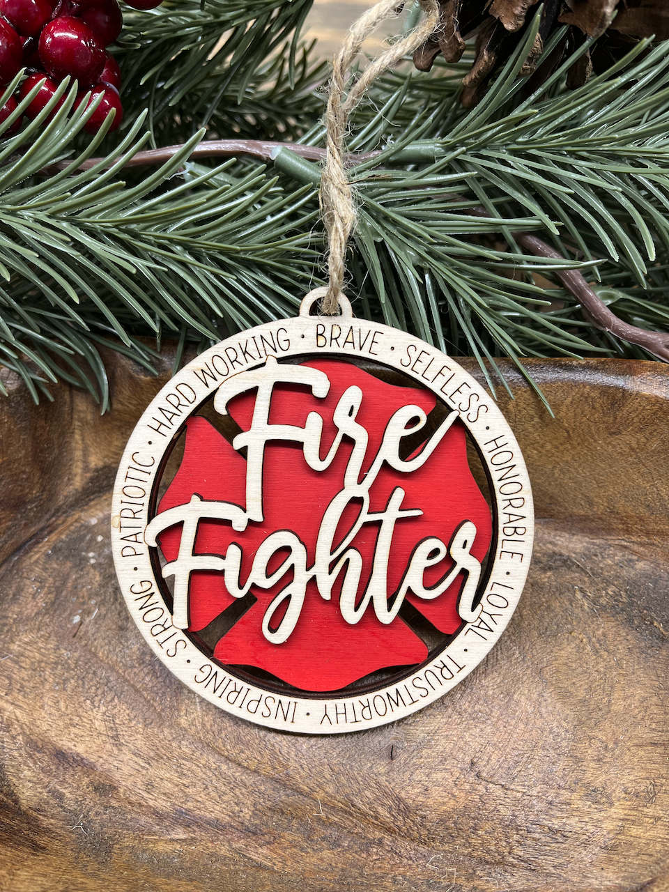 Firefighter Wood Ornament