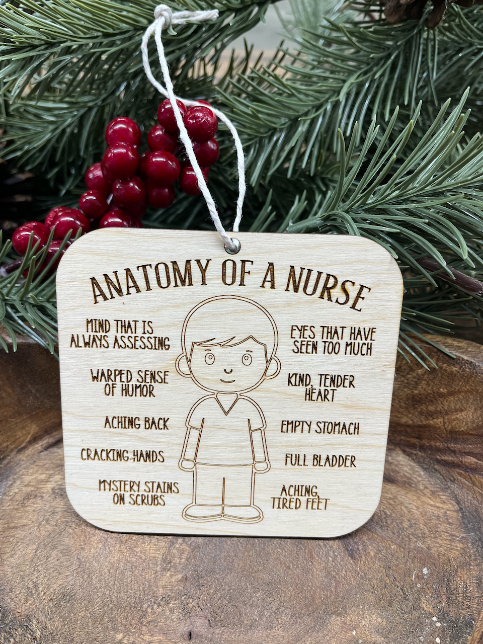 Male Nurse Wood Ornament
