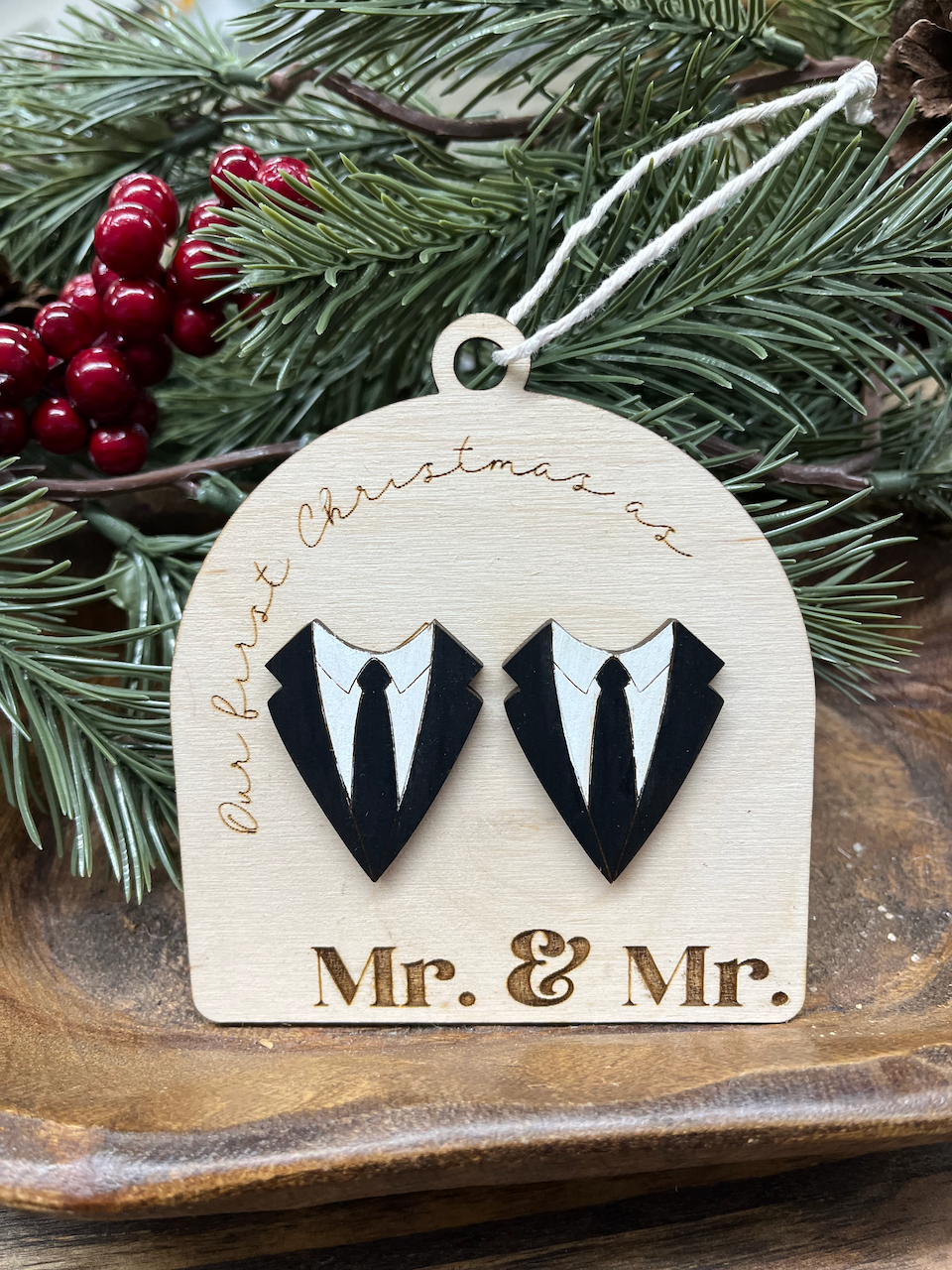 Mr. & Mr. First Christmas Wood Ornament