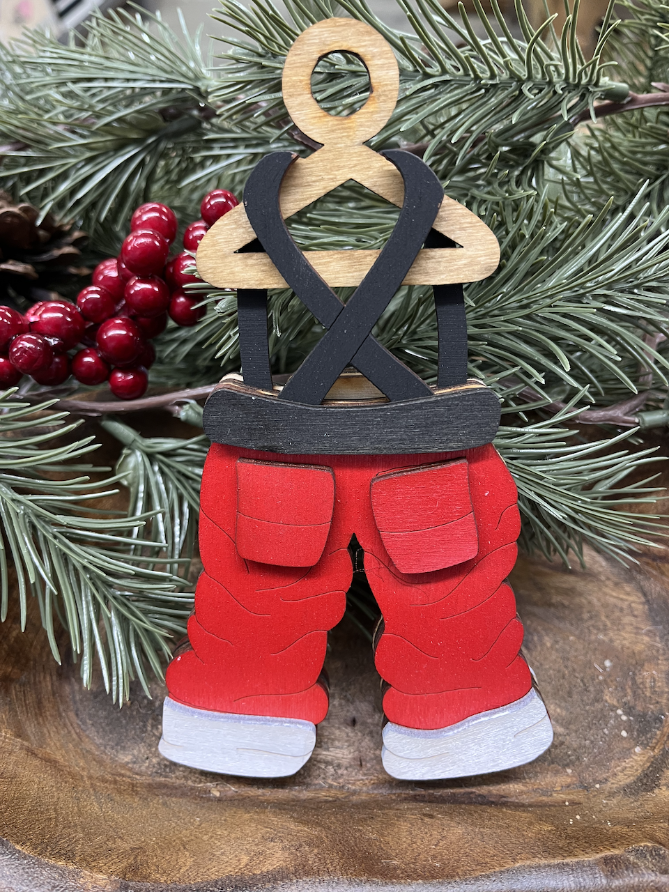 Santa Claus Pants Wood Ornament