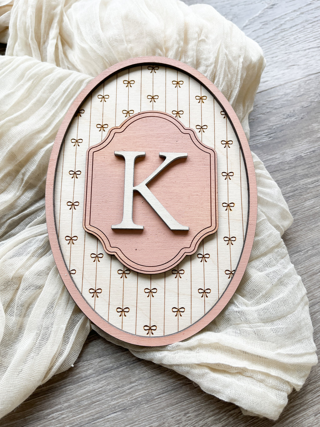 Vintage Bow Monogram mini sign