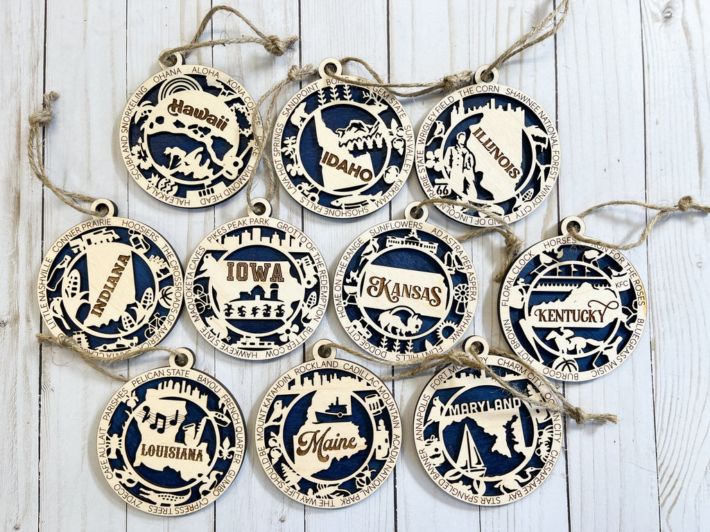 H-M State Wood Ornaments