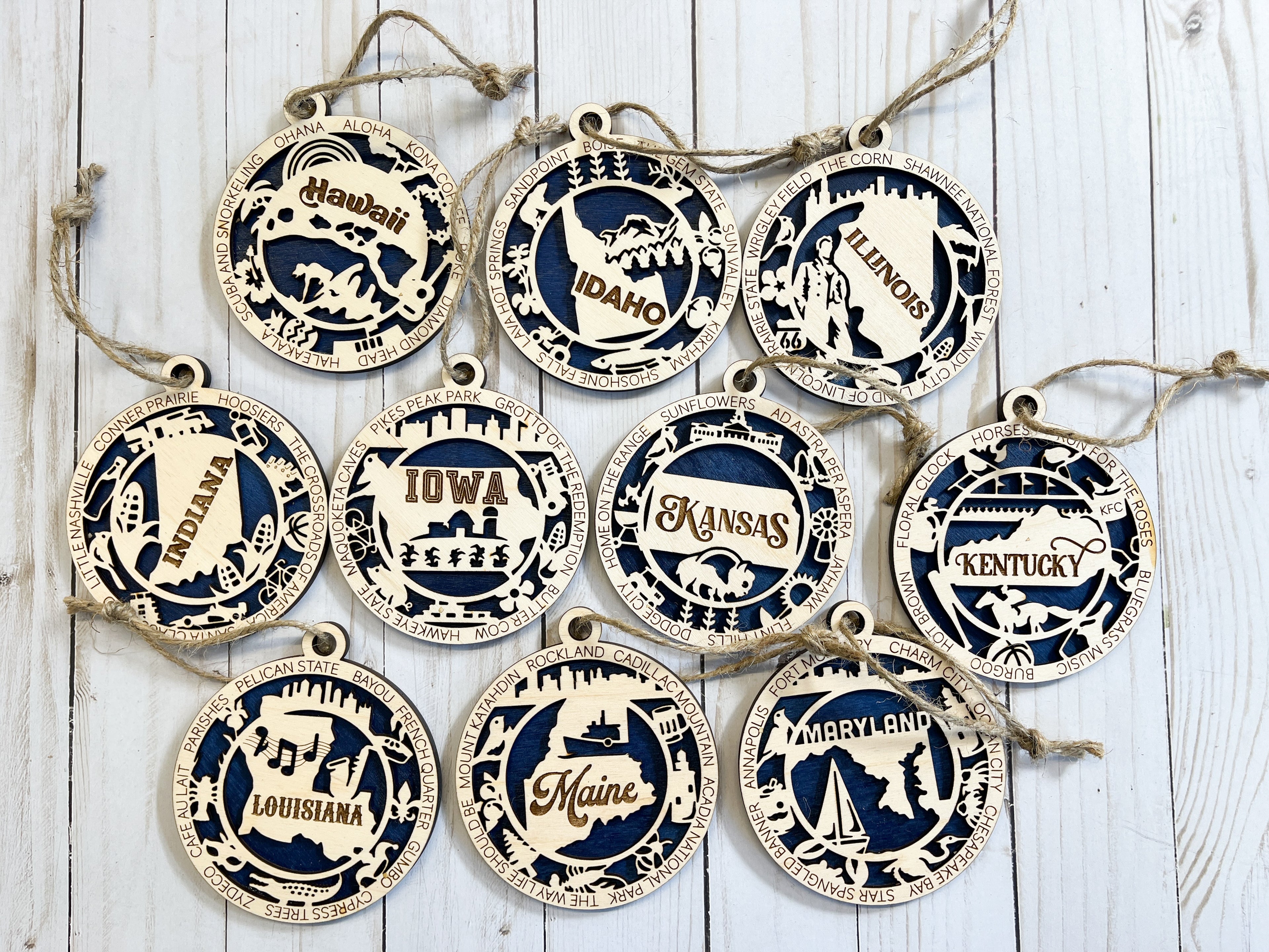 H-M State Wood Ornaments
