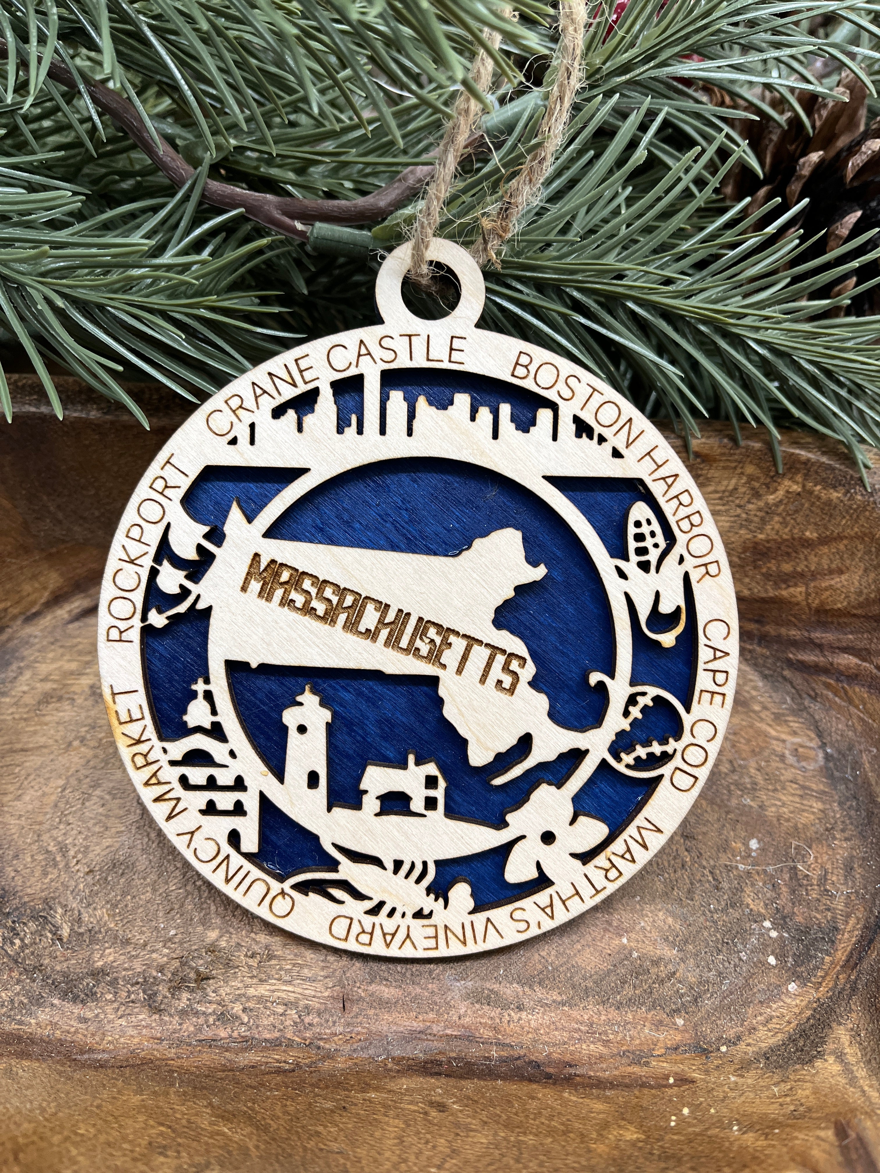M-N State Wood Ornaments