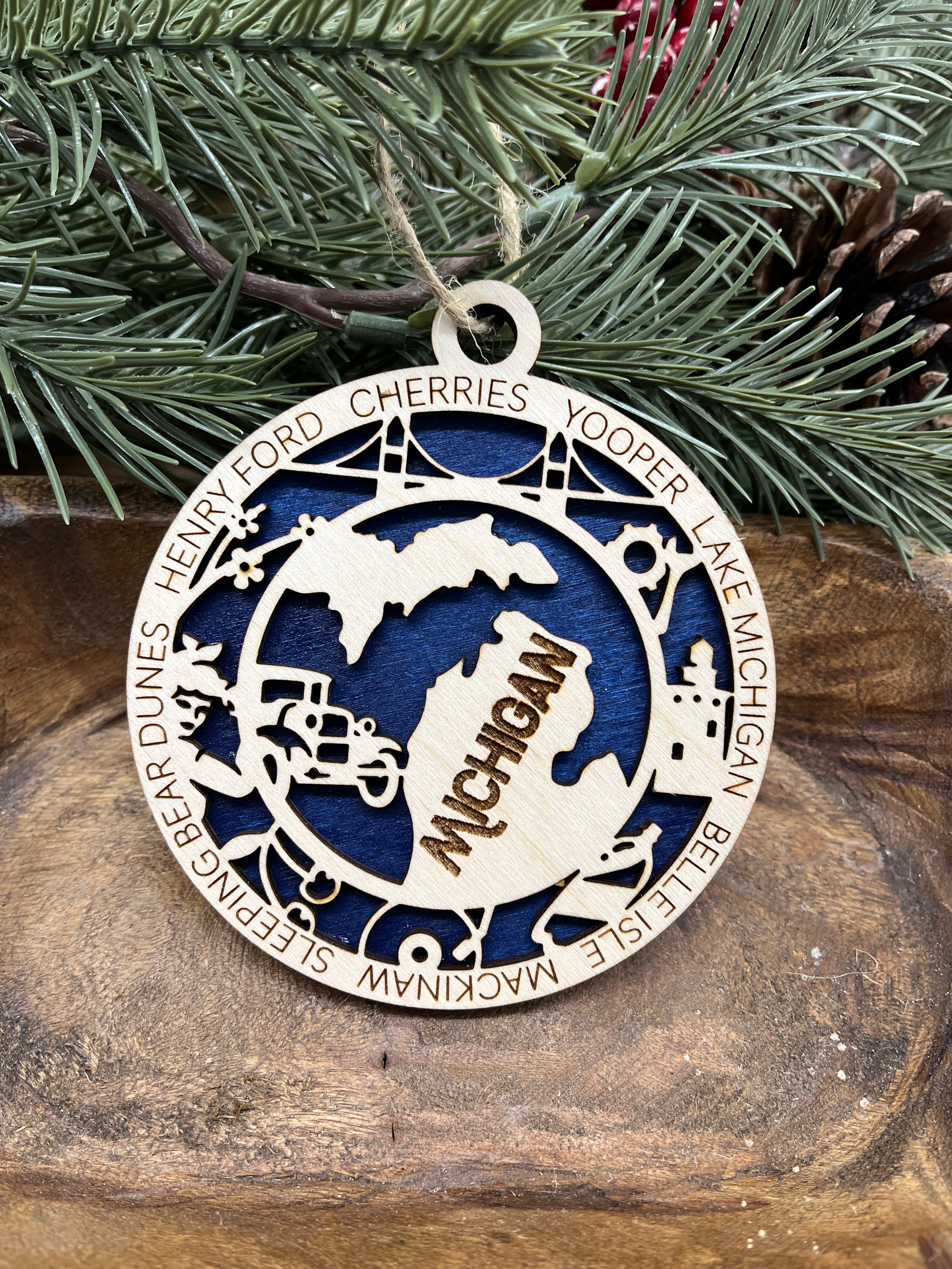 M-N State Wood Ornaments