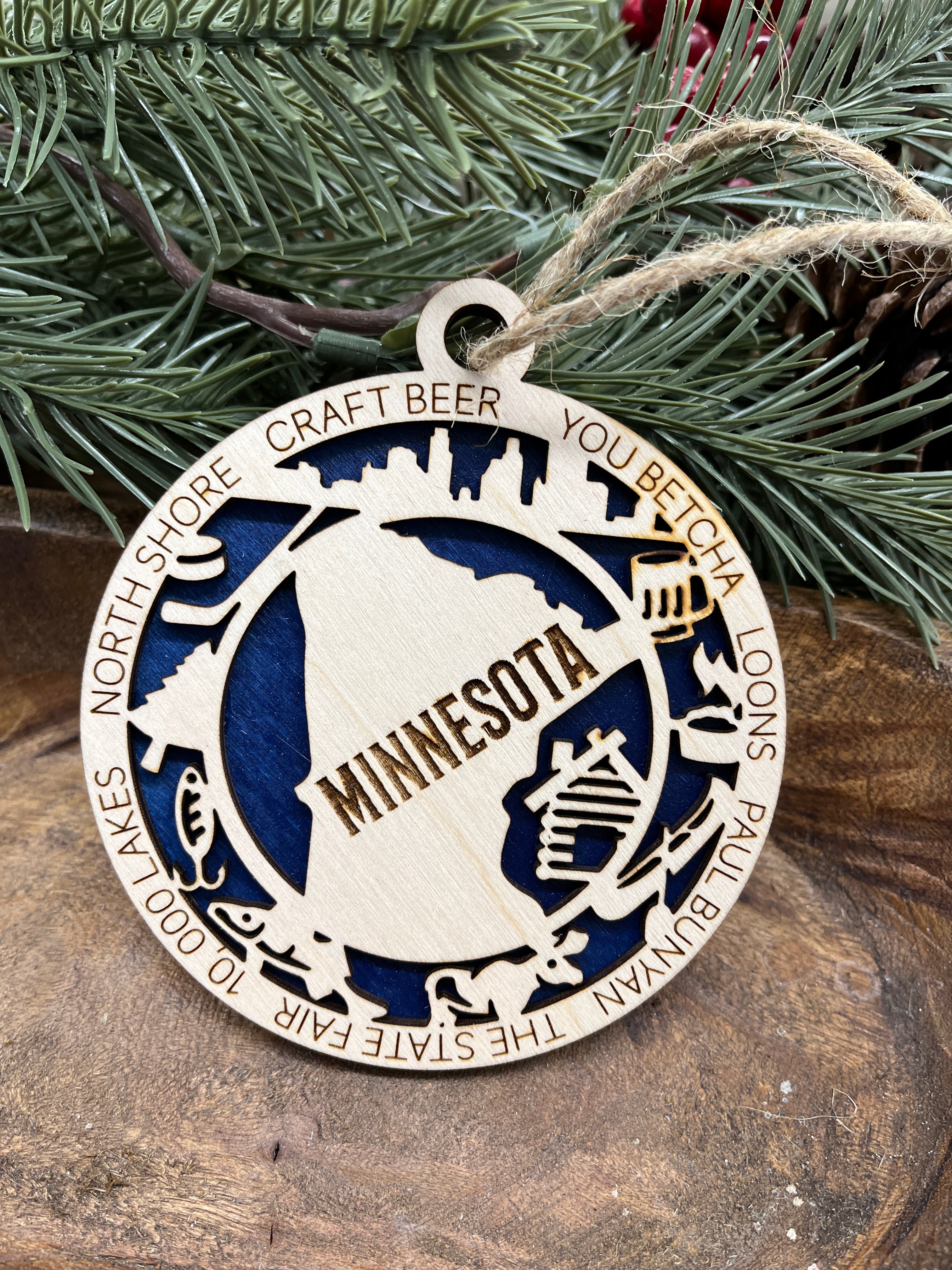 M-N State Wood Ornaments