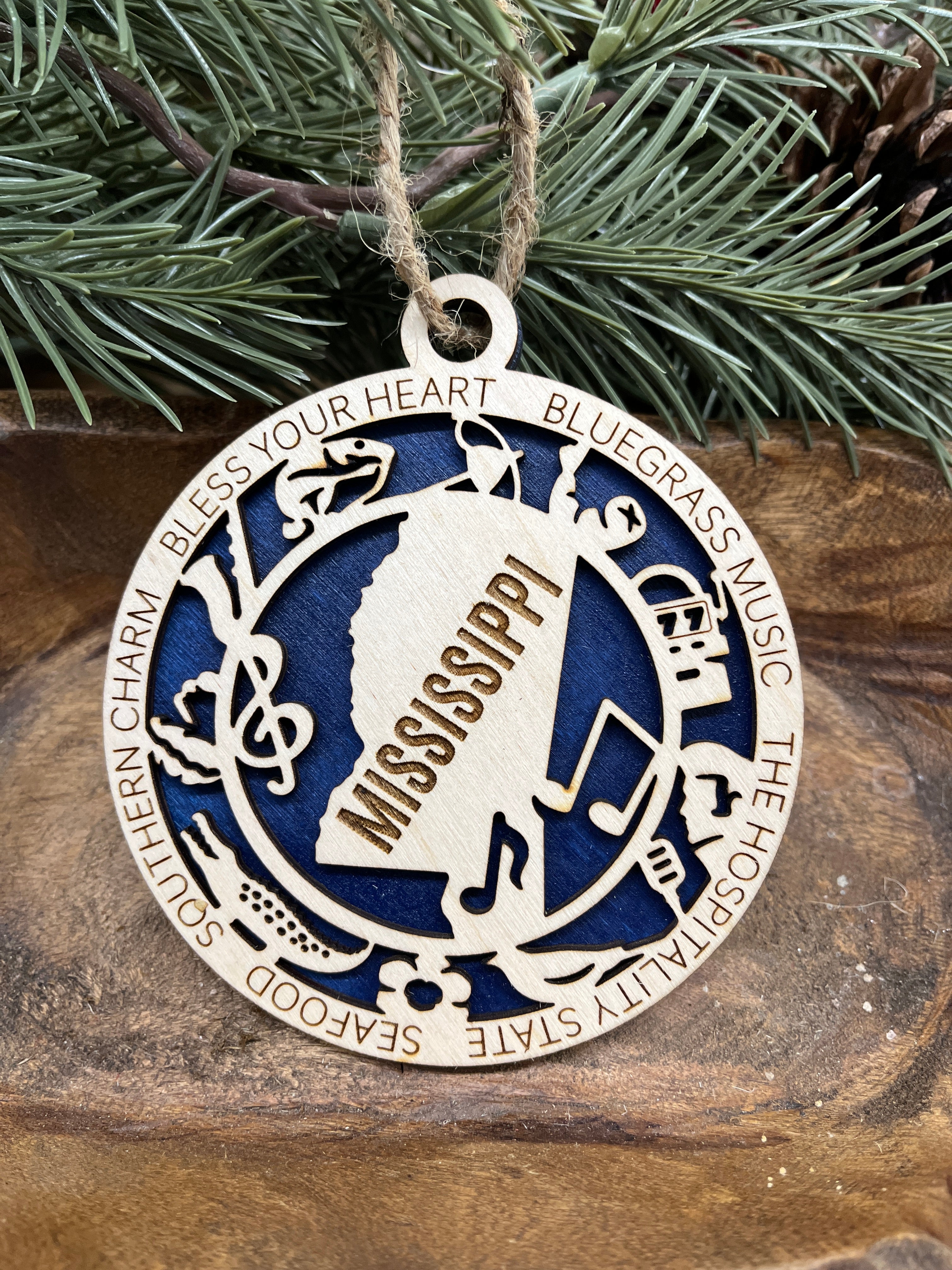 M-N State Wood Ornaments