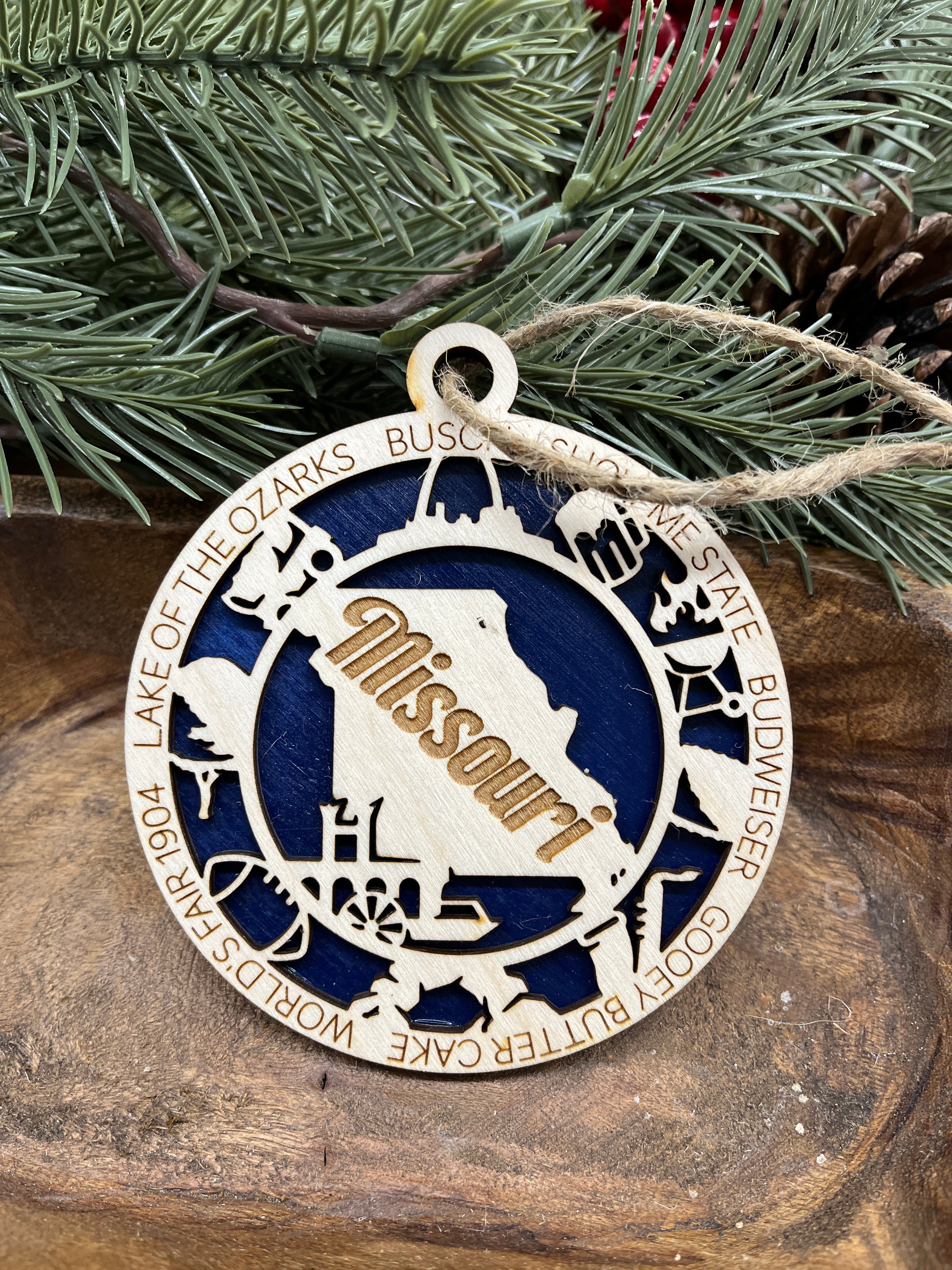 M-N State Wood Ornaments