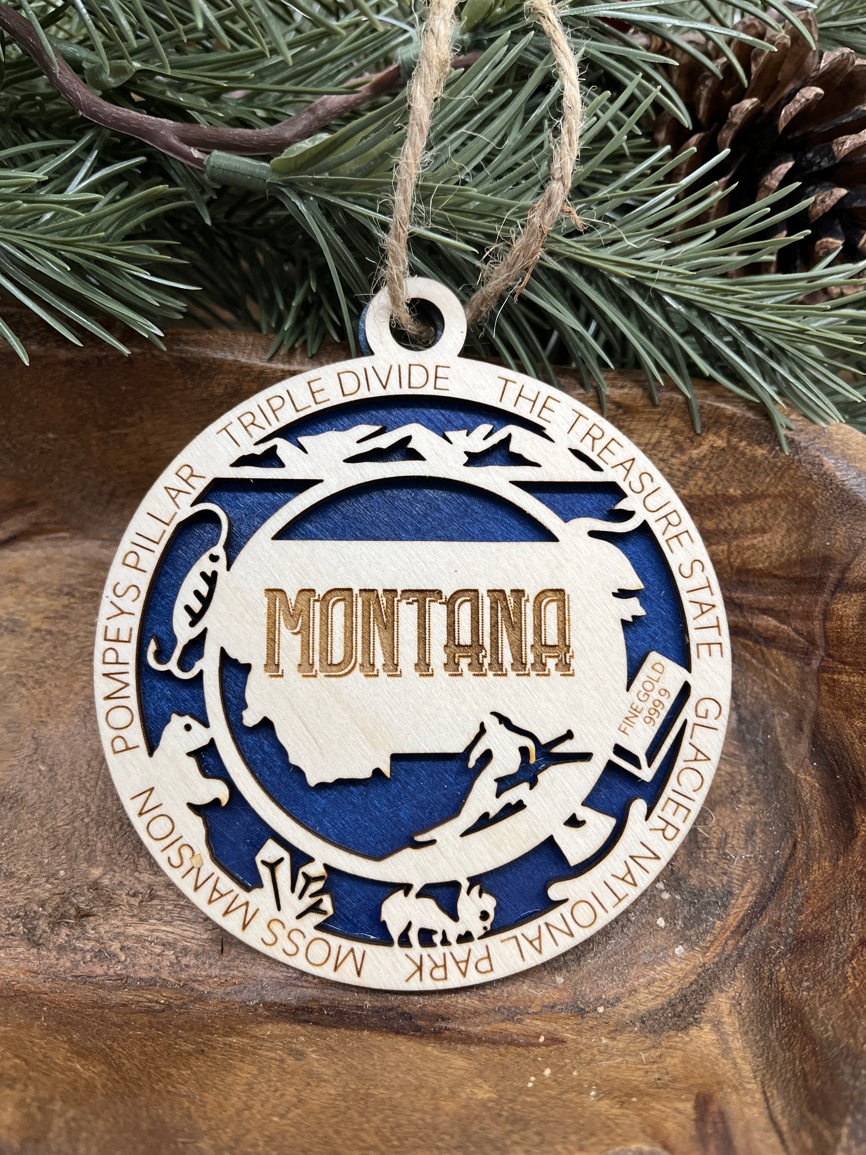 M-N State Wood Ornaments