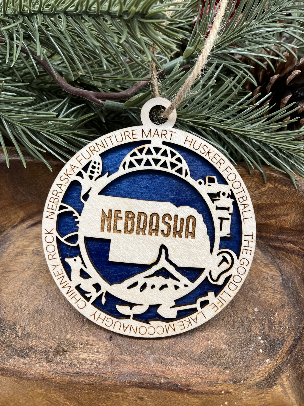 M-N State Wood Ornaments