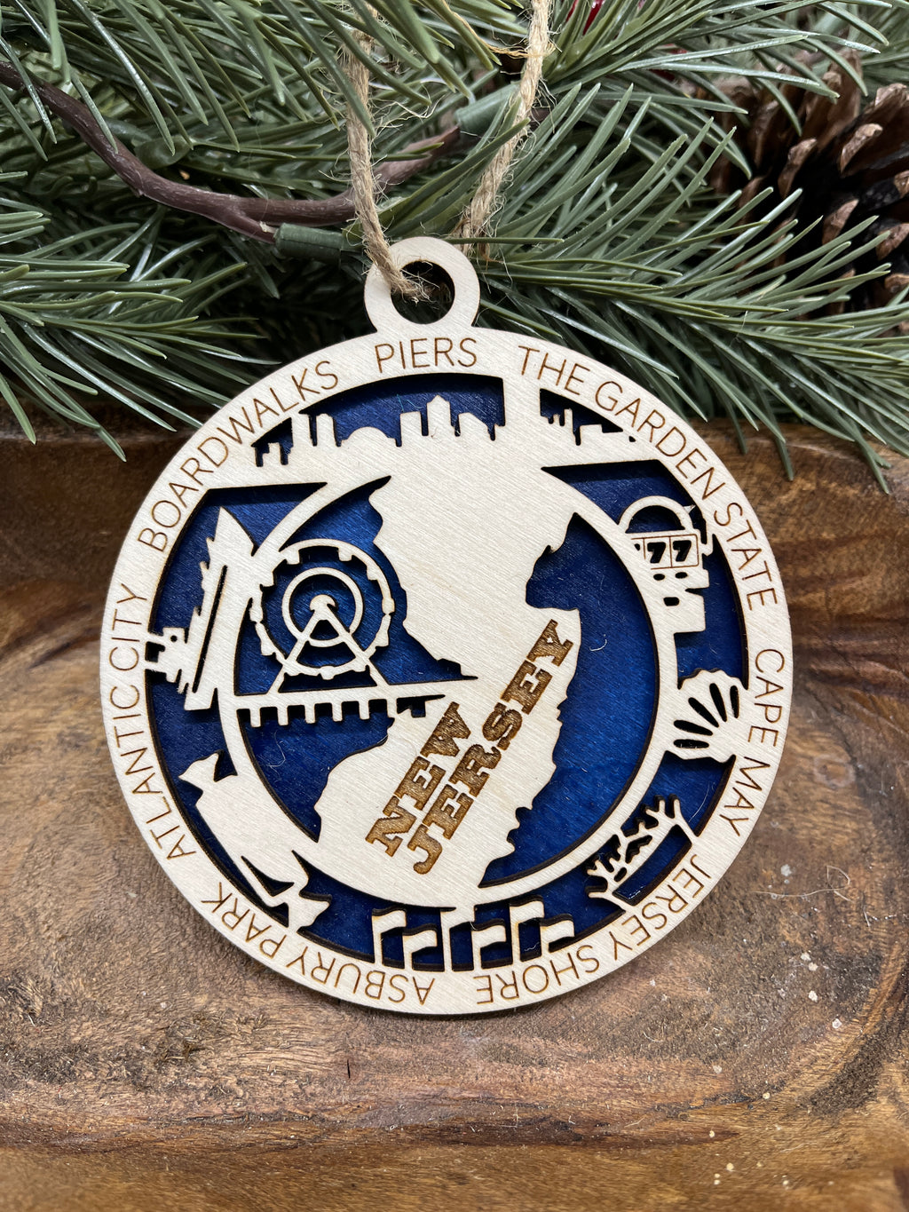 M-N State Wood Ornaments