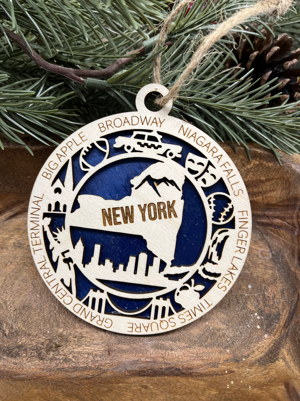N-S State Wood Ornaments