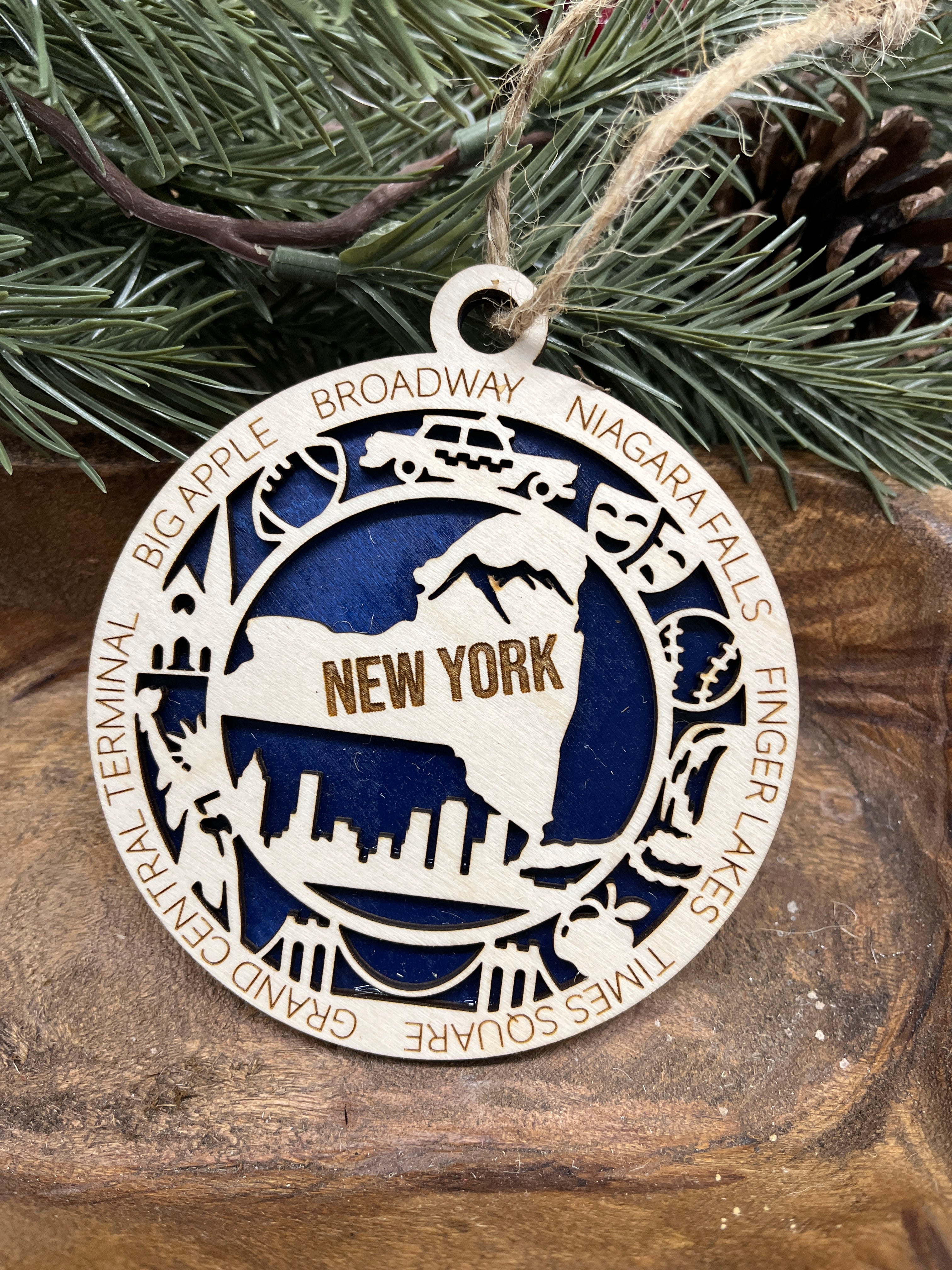 N-S State Wood Ornaments