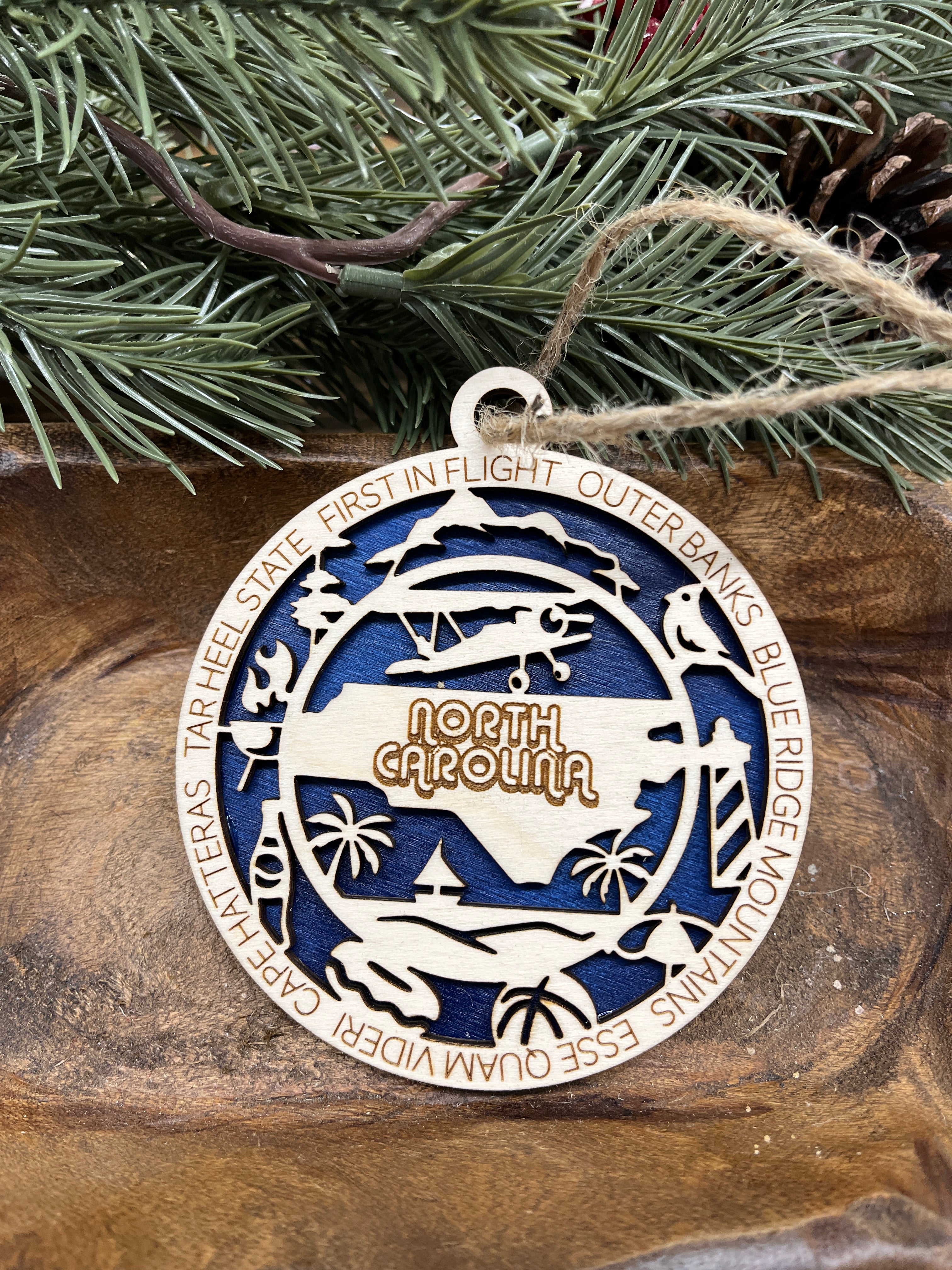 N-S State Wood Ornaments