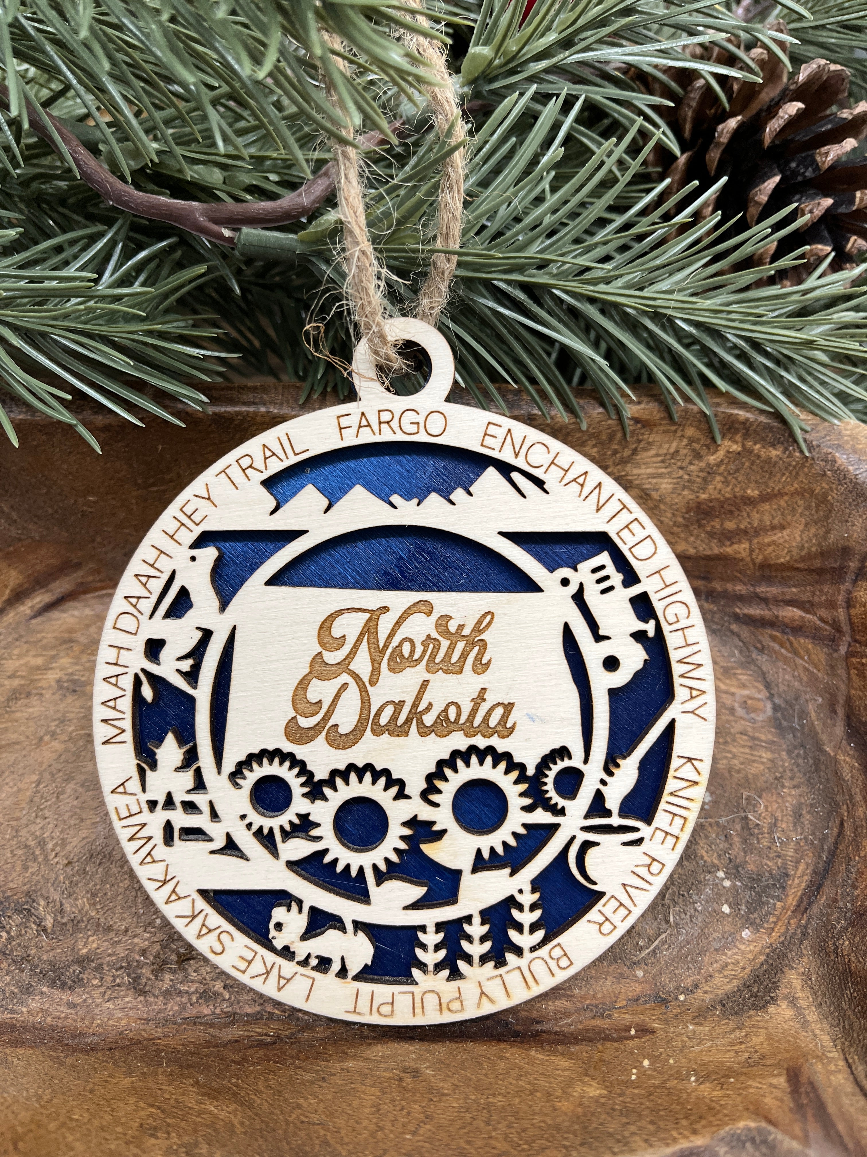 N-S State Wood Ornaments