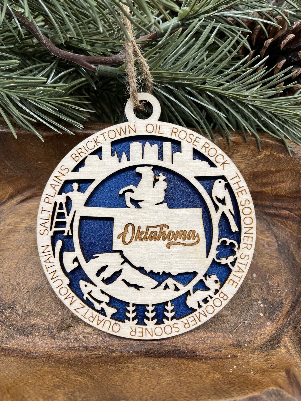 N-S State Wood Ornaments