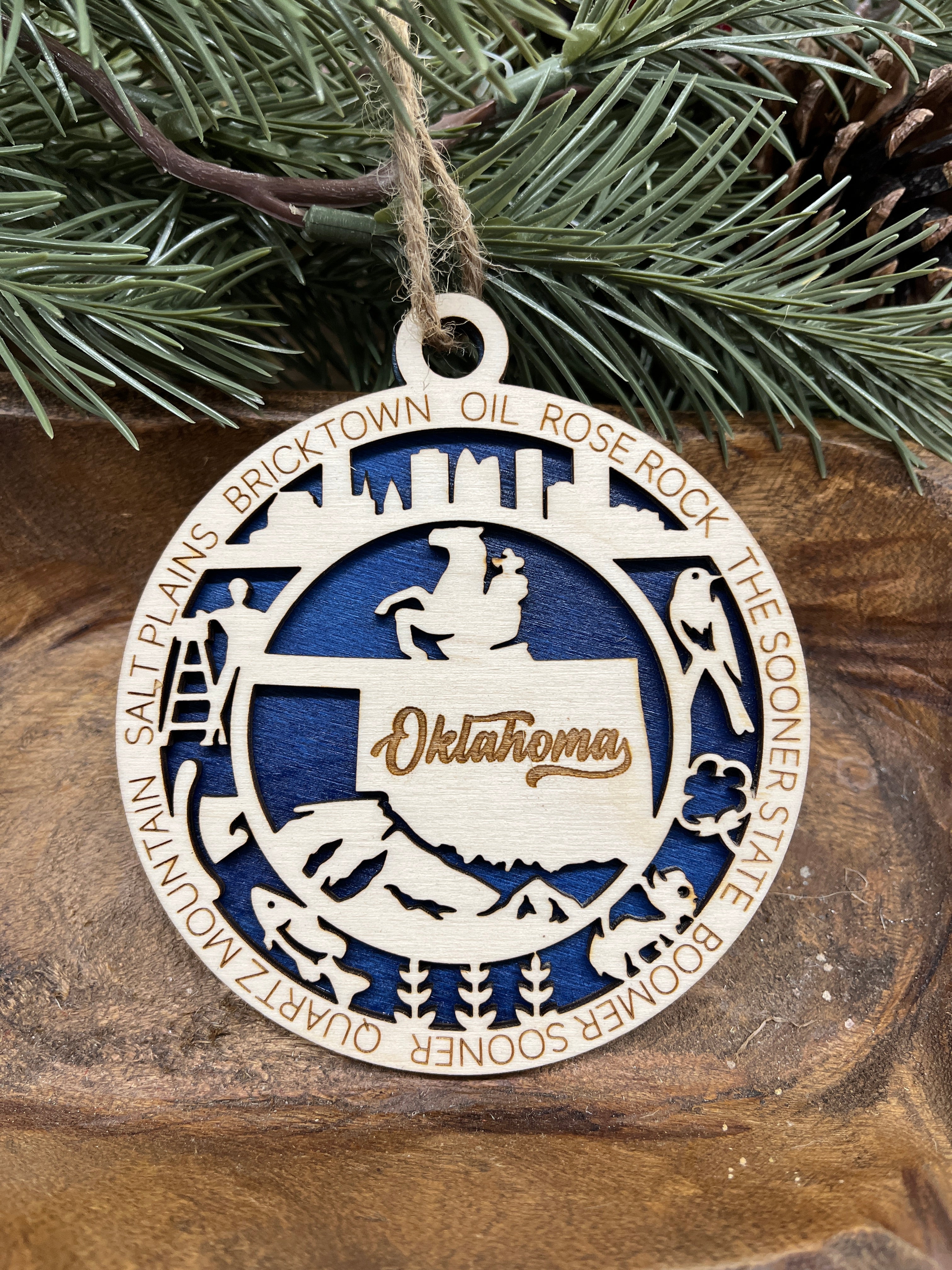 N-S State Wood Ornaments