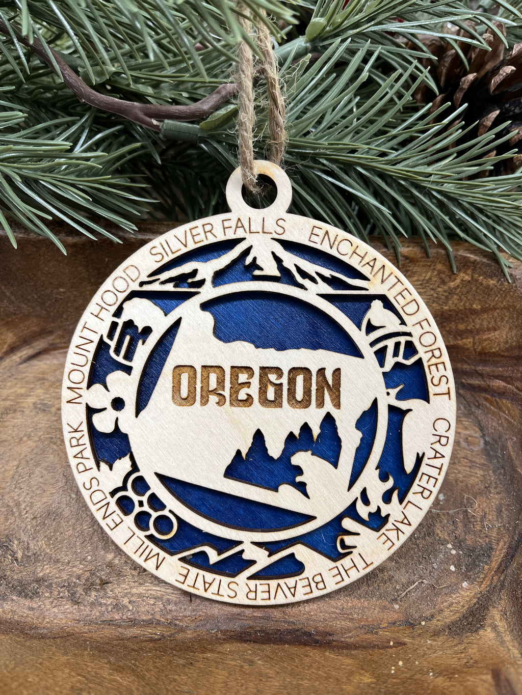 N-S State Wood Ornaments
