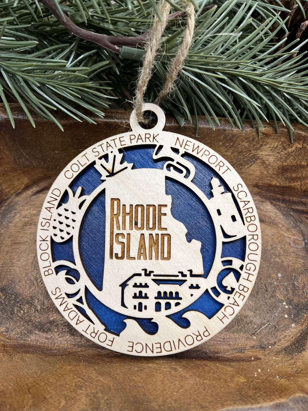 N-S State Wood Ornaments