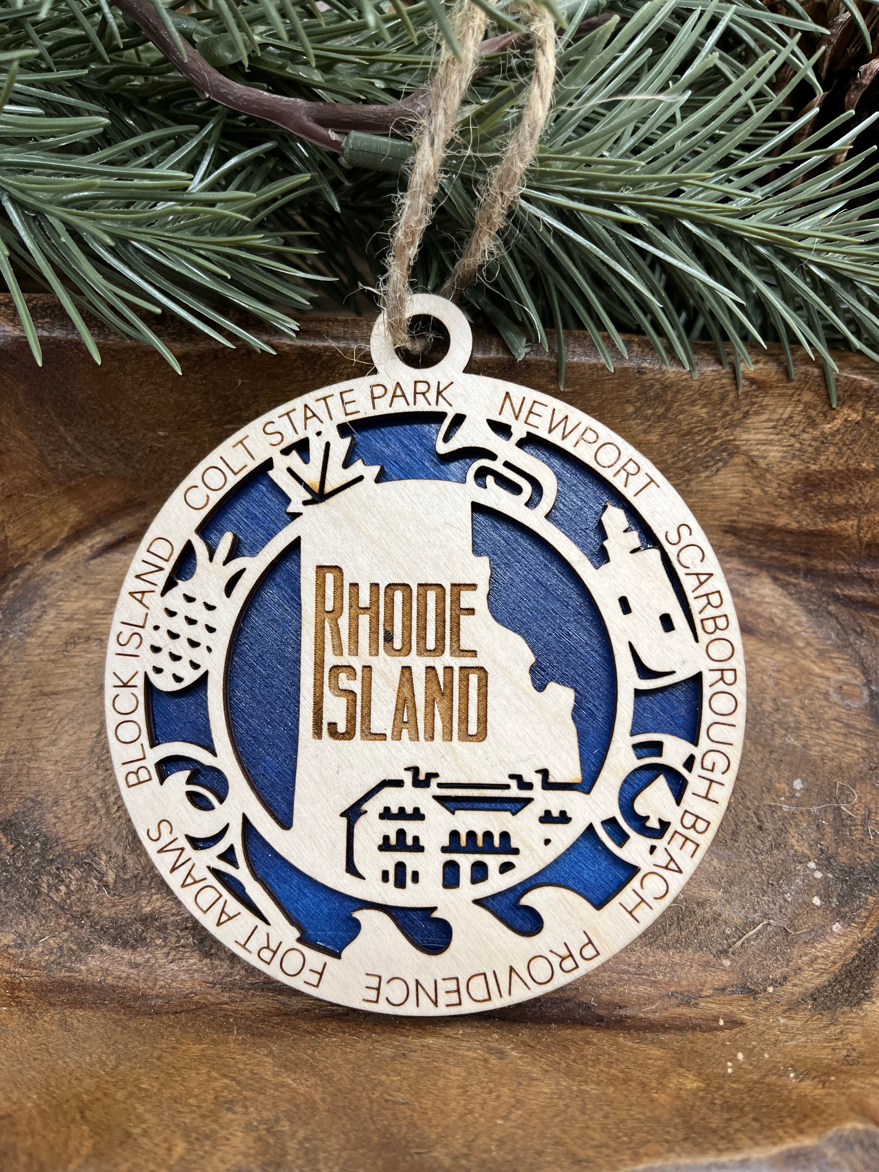 N-S State Wood Ornaments
