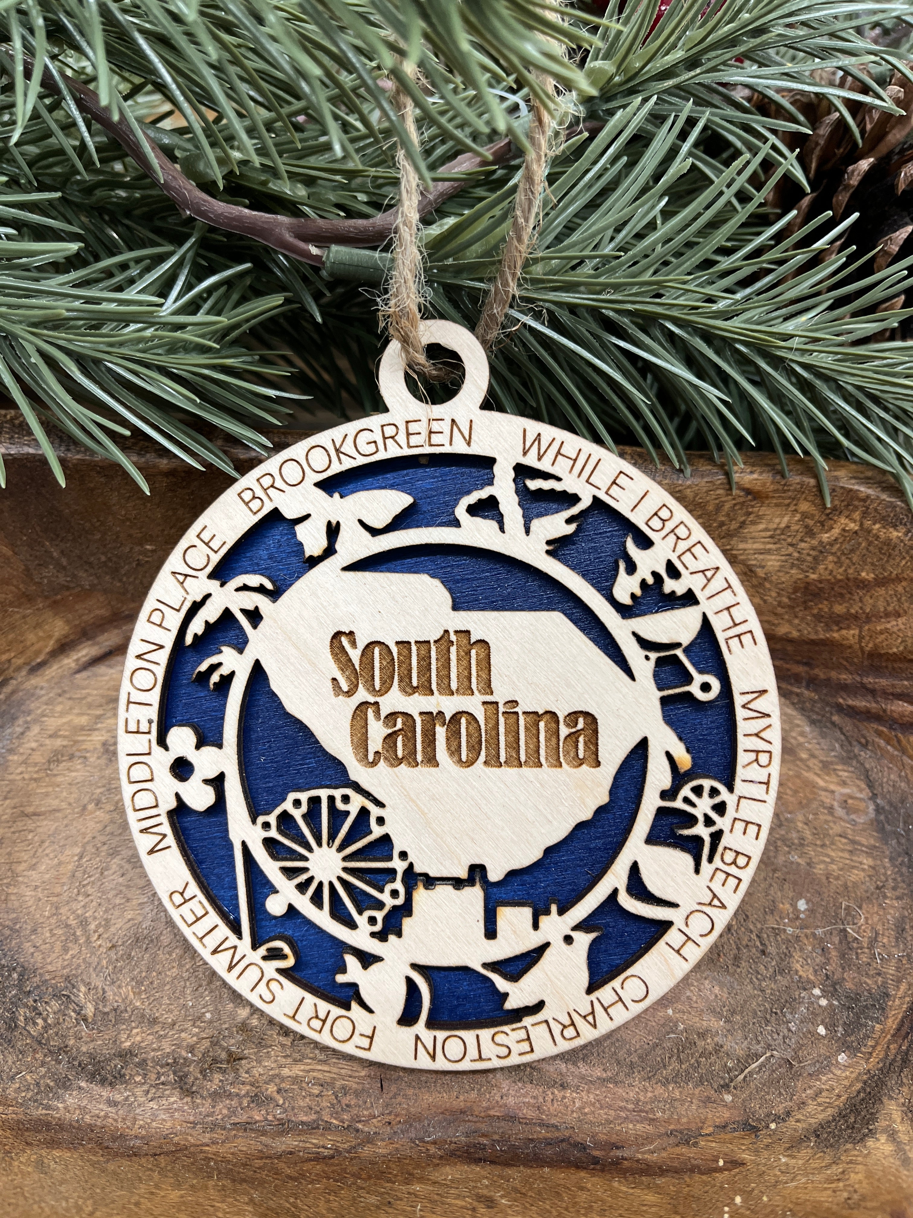N-S State Wood Ornaments