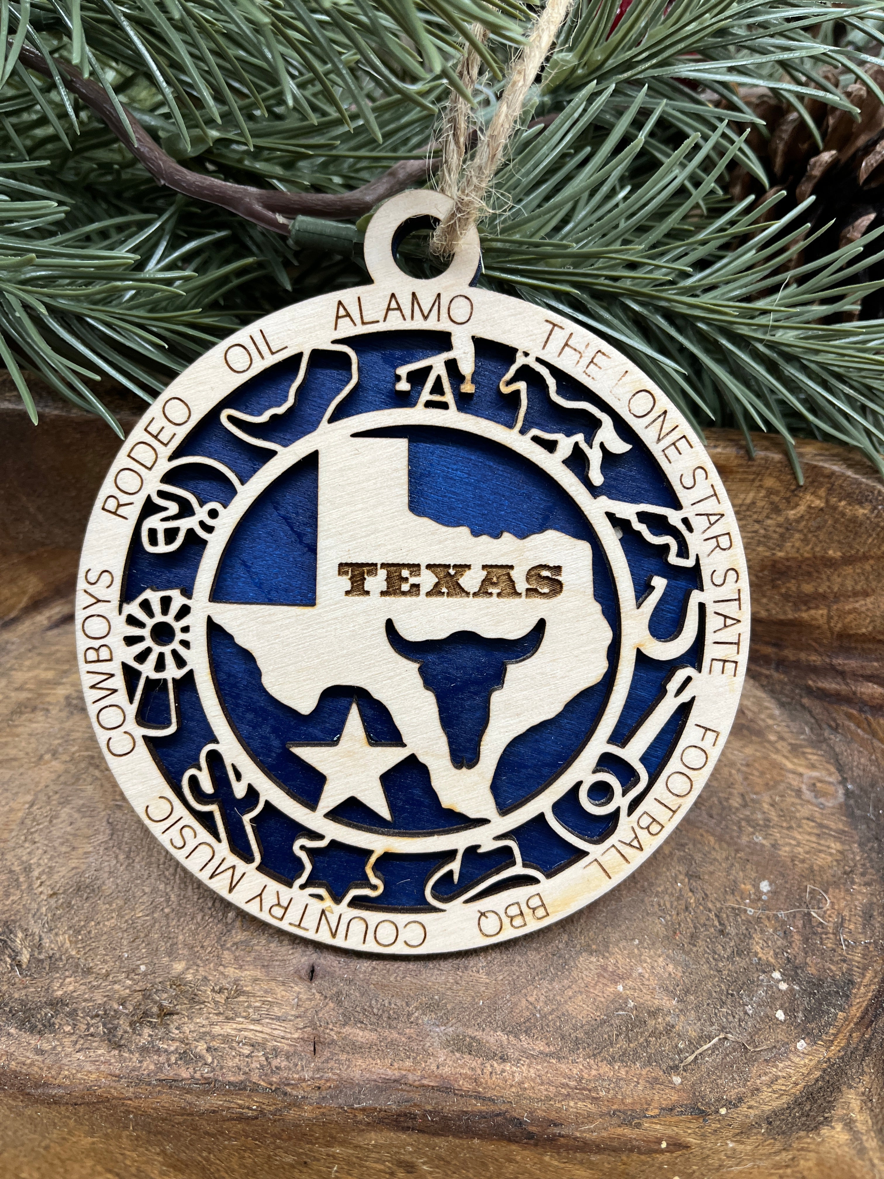 T-W State Wood Ornaments