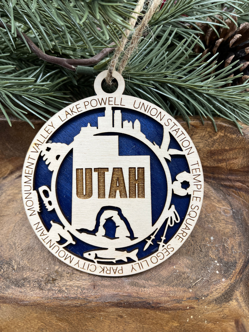 T-W State Wood Ornaments