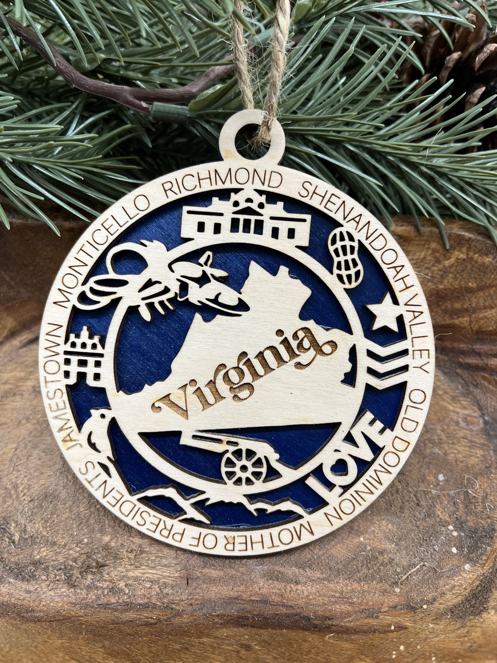 T-W State Wood Ornaments