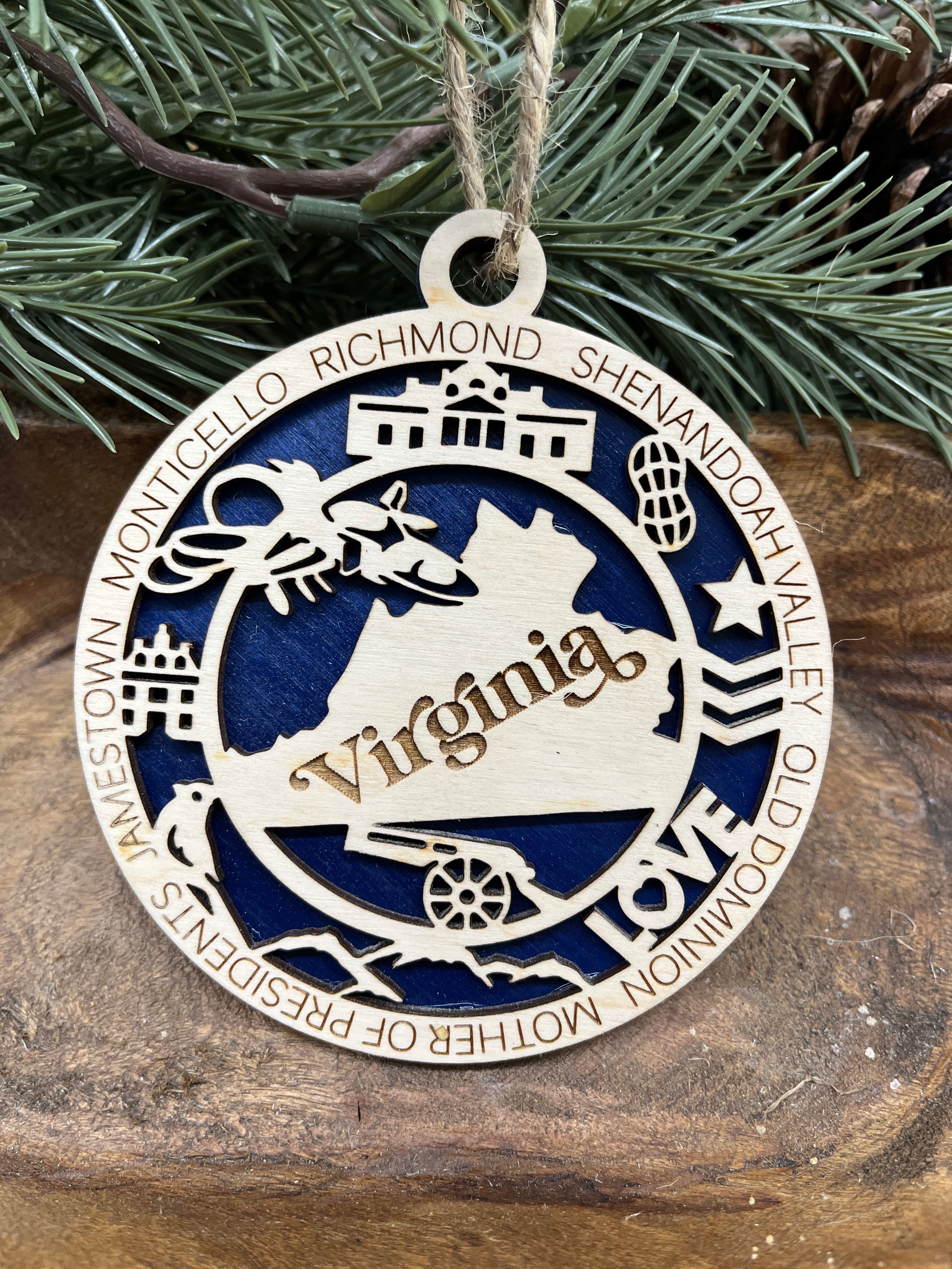 T-W State Wood Ornaments