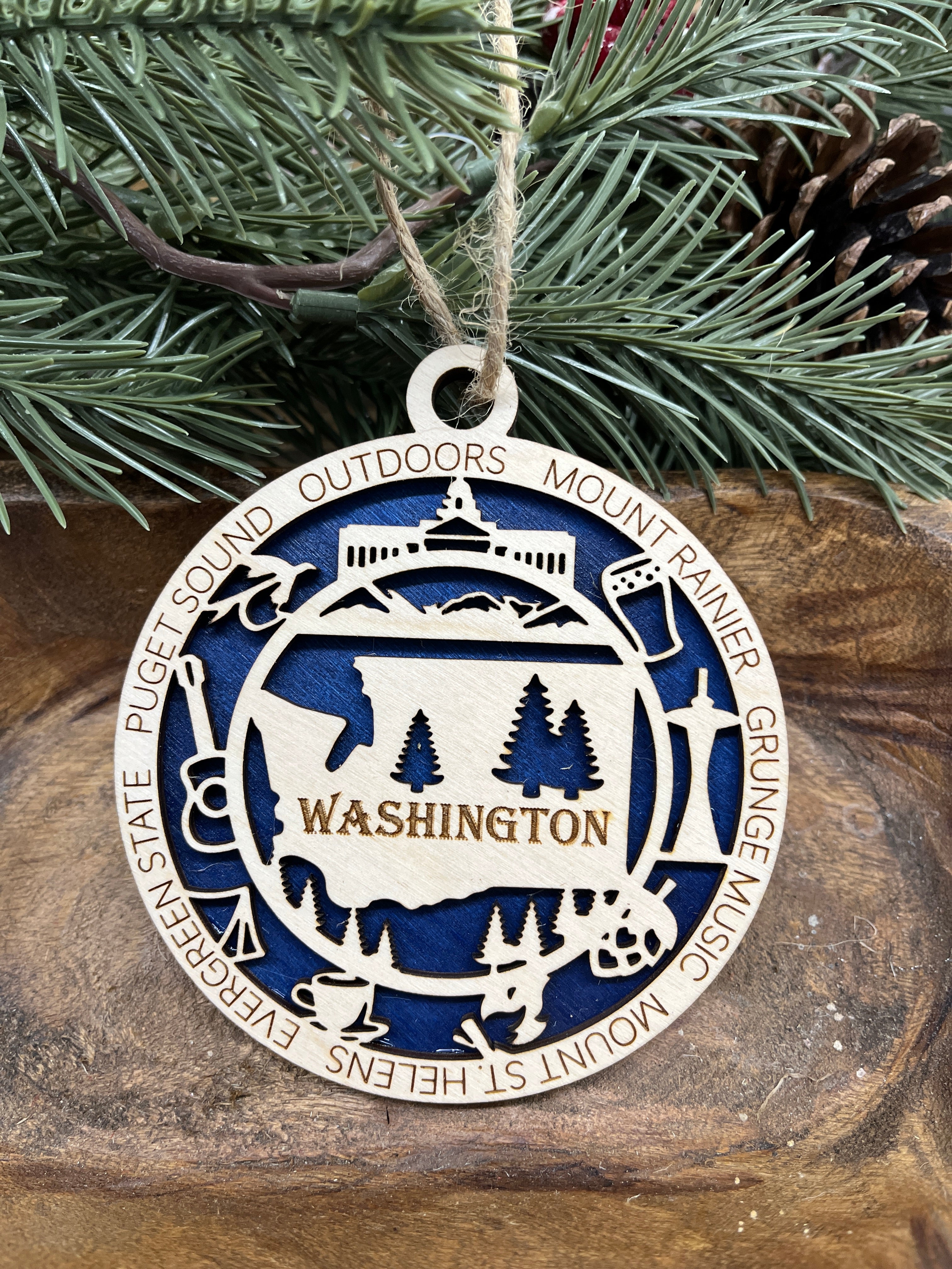 T-W State Wood Ornaments