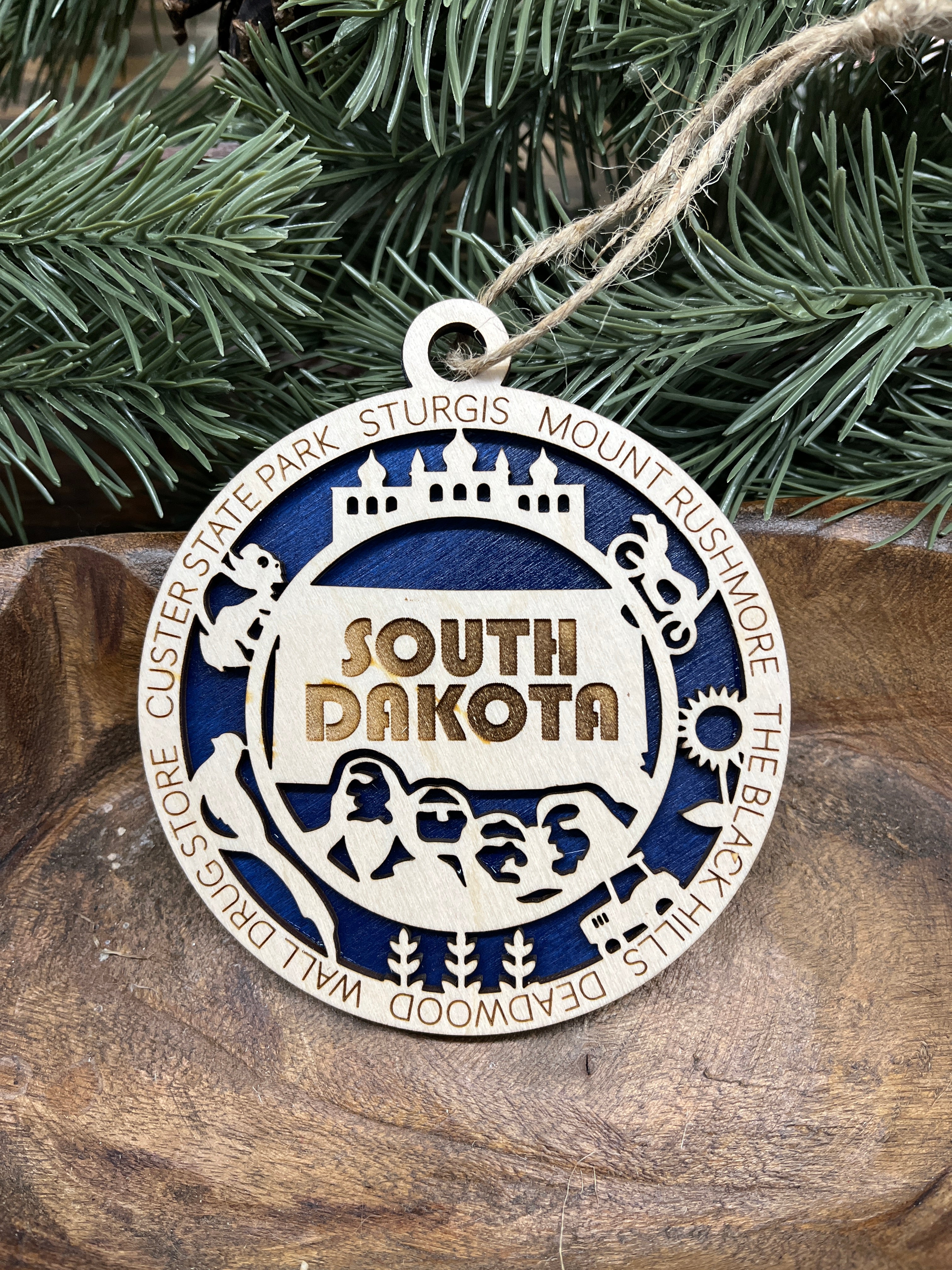 N-S State Wood Ornaments