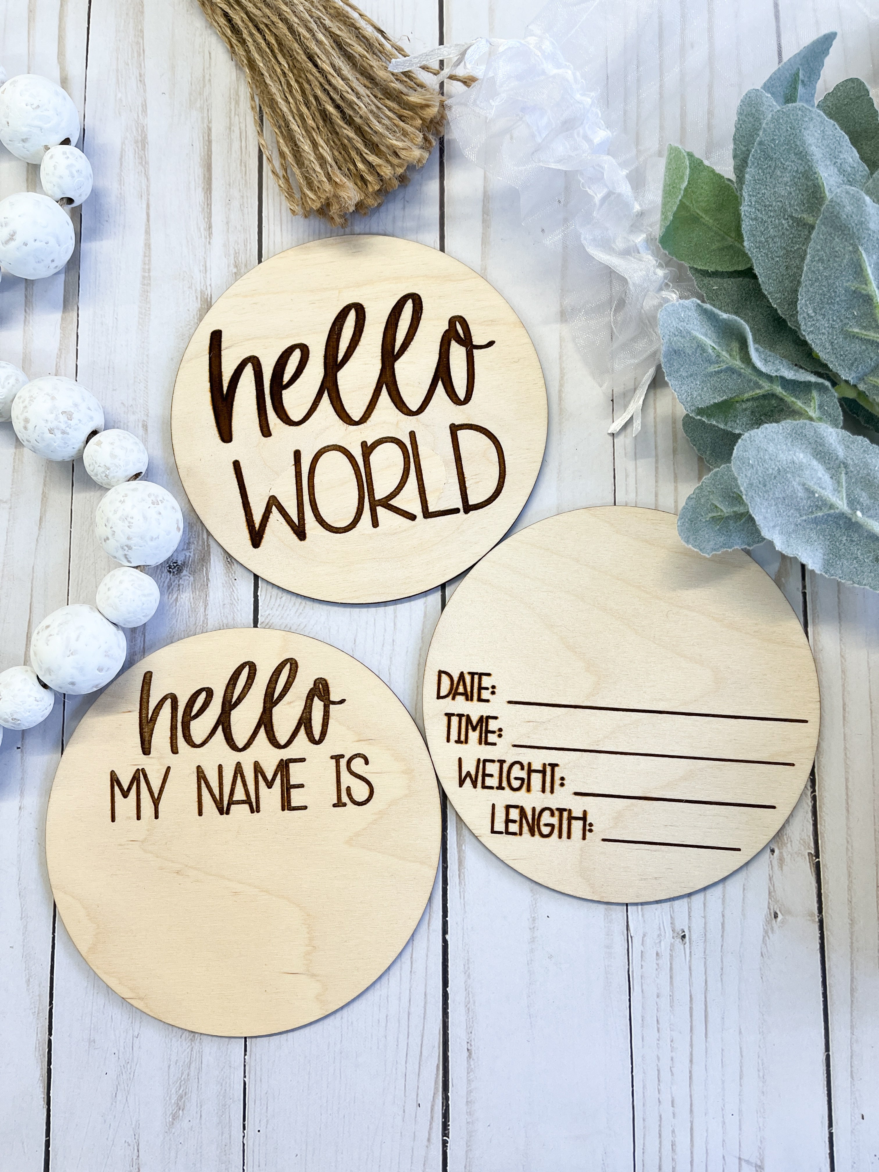 Baby Announcement Photo Props - Set of 3