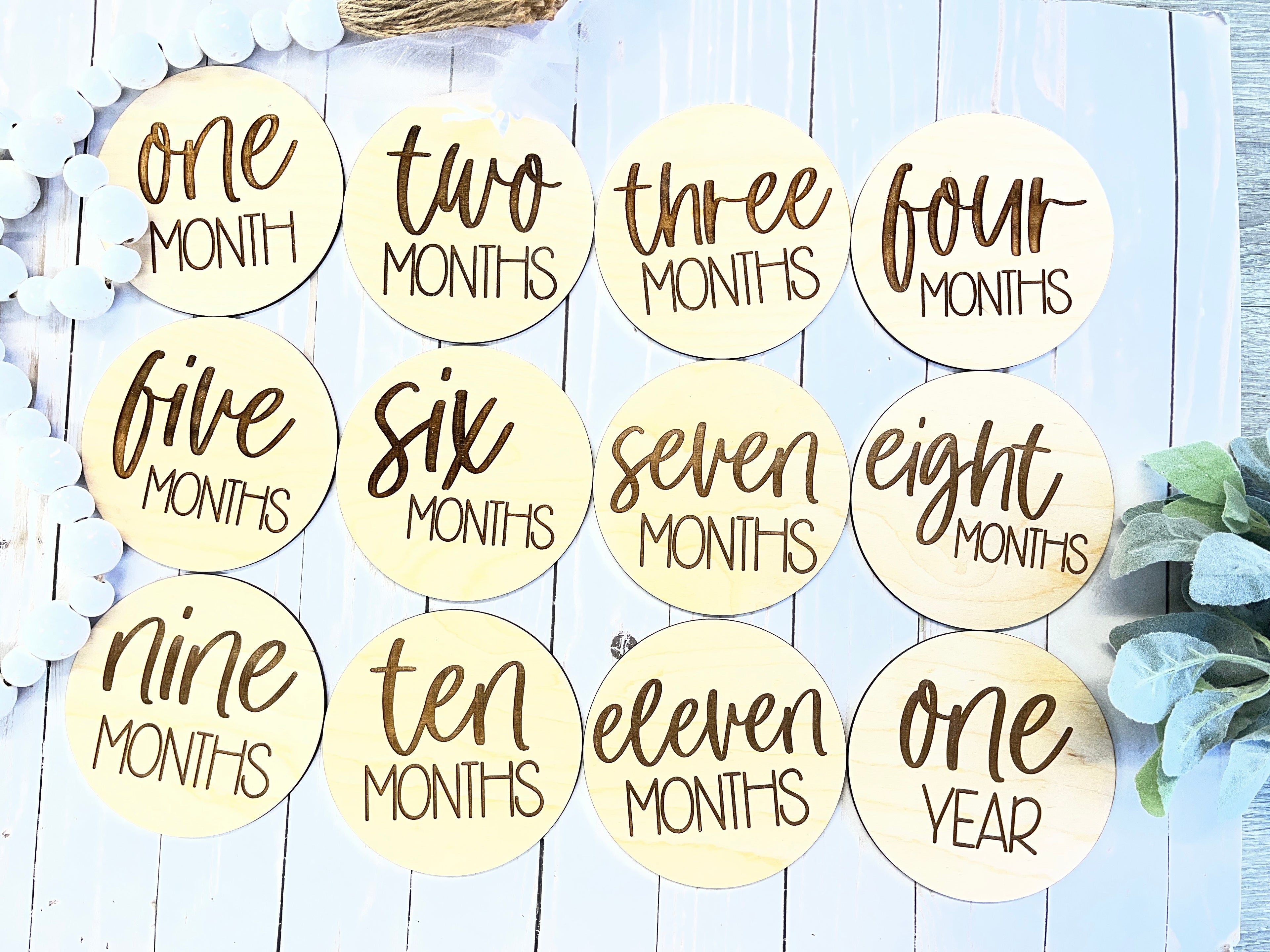 Baby Monthly Milestone Photo Props, Set of 12