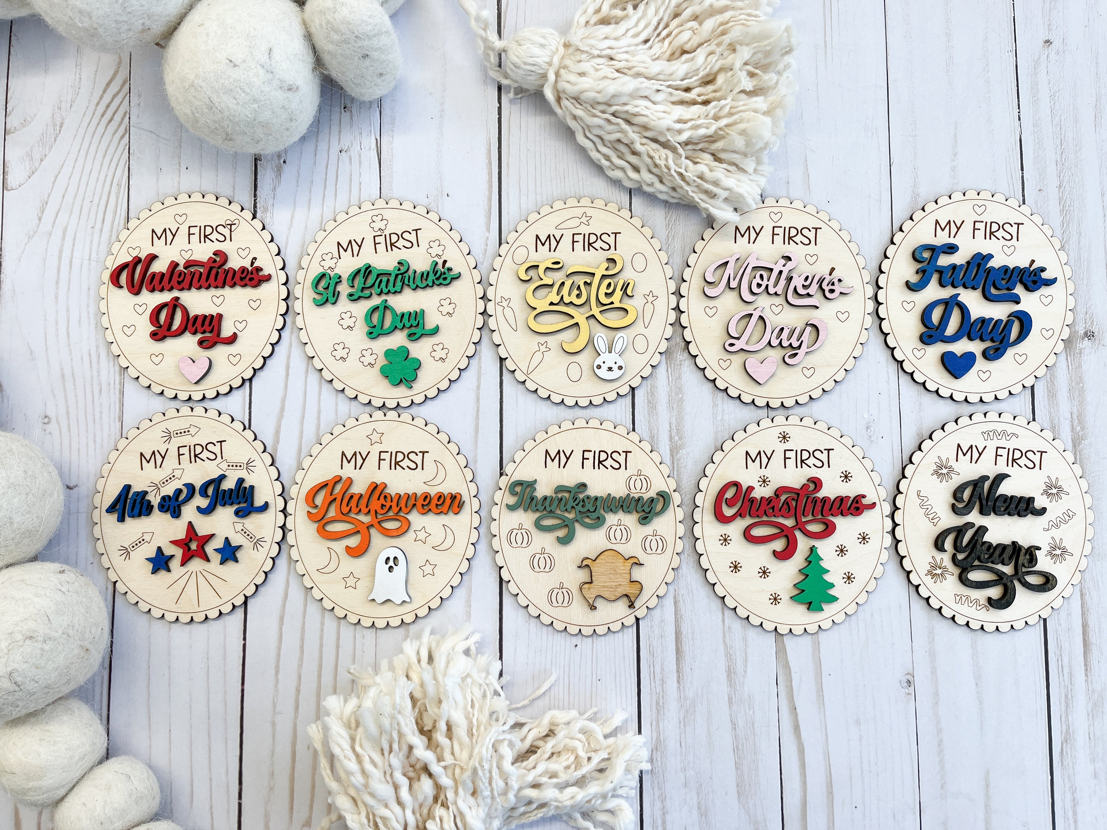 Baby Holiday Milestone Photo Props - Set of 10