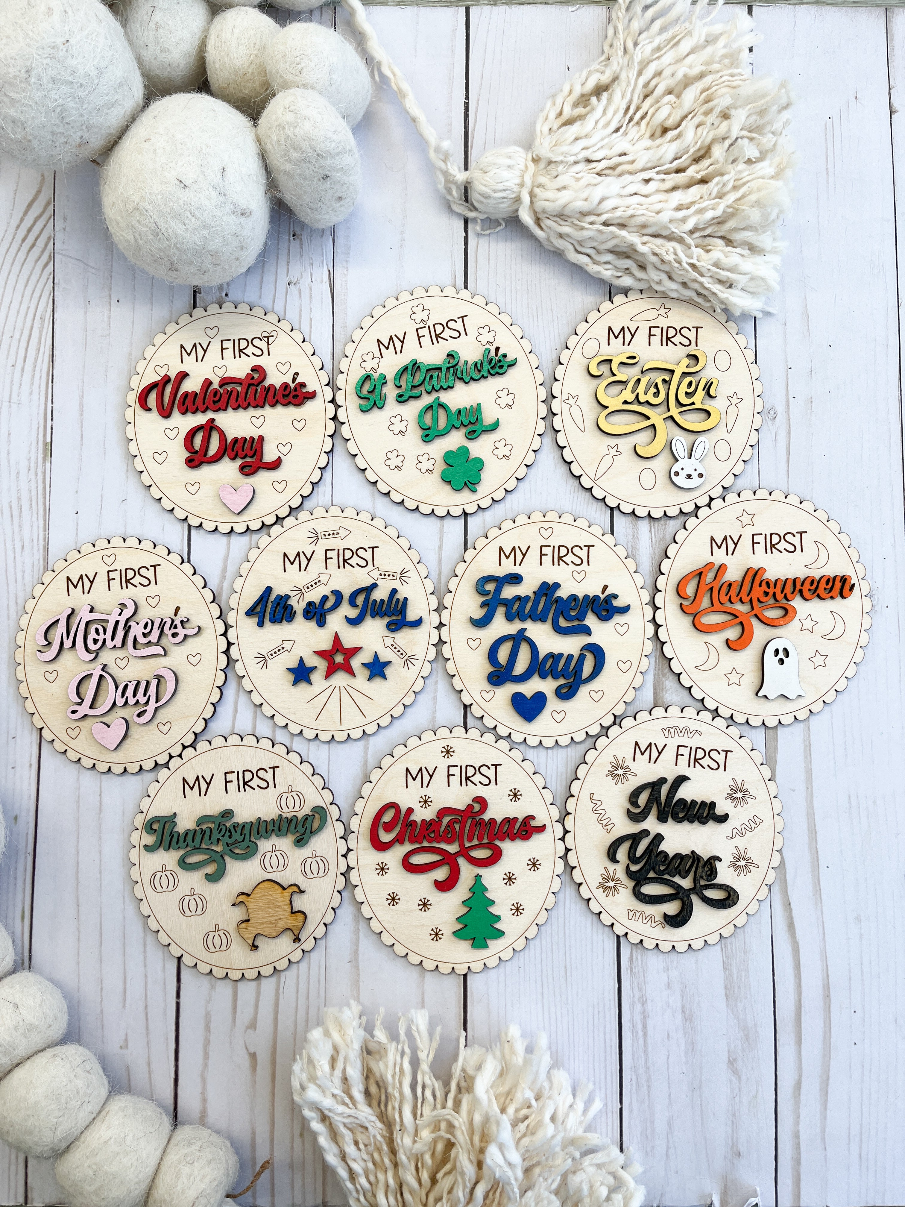 Baby Holiday Milestone Photo Props - Set of 10