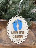 Baby Boy First Christmas Wood Ornament