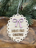 Baby Girl First Christmas Wood Ornament