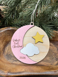 Baby Girl First Christmas Wood Ornament
