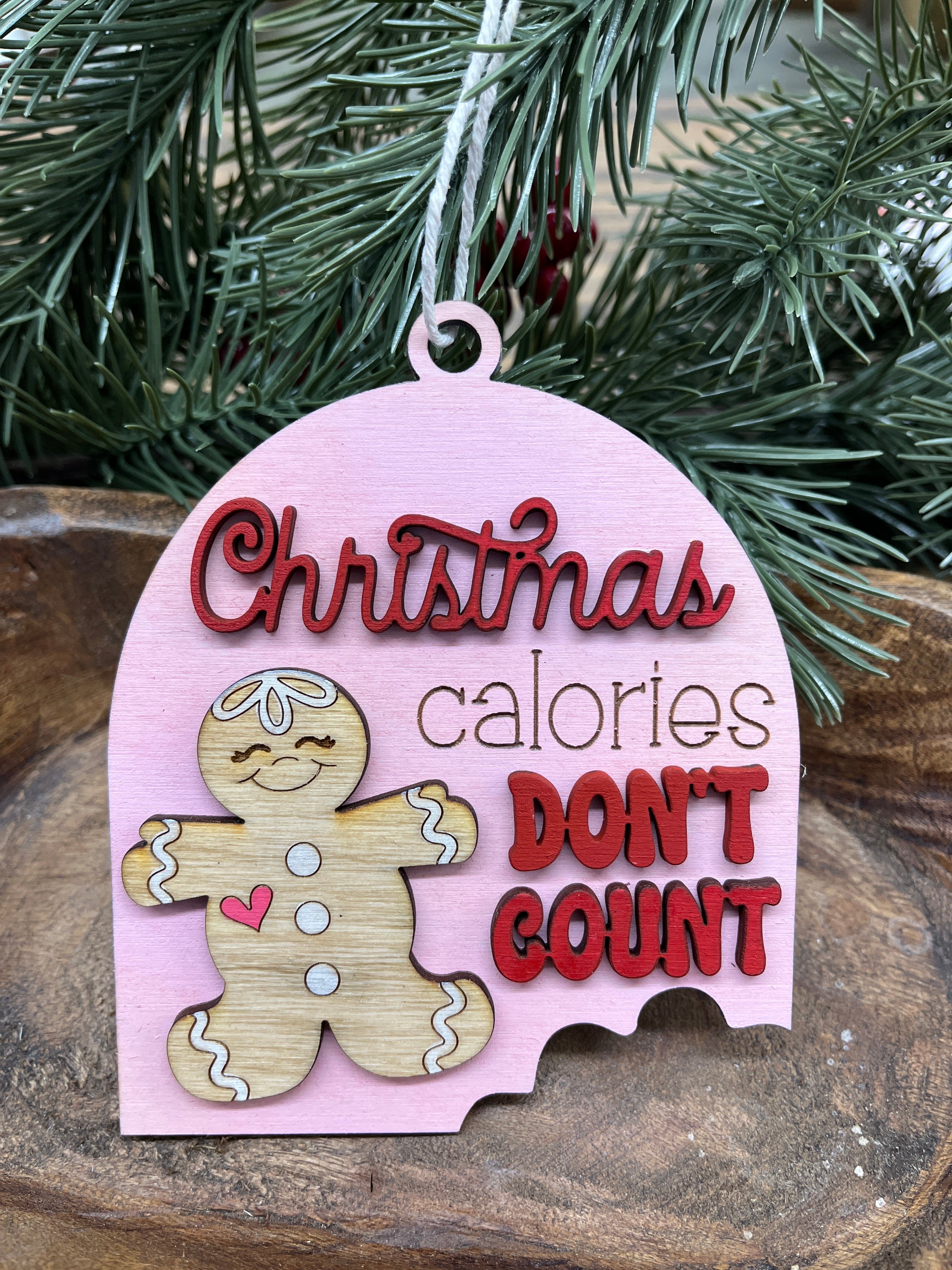 Christmas Calories Wood Ornament