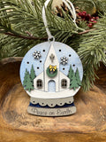 Church Snowglobe Wood Ornament