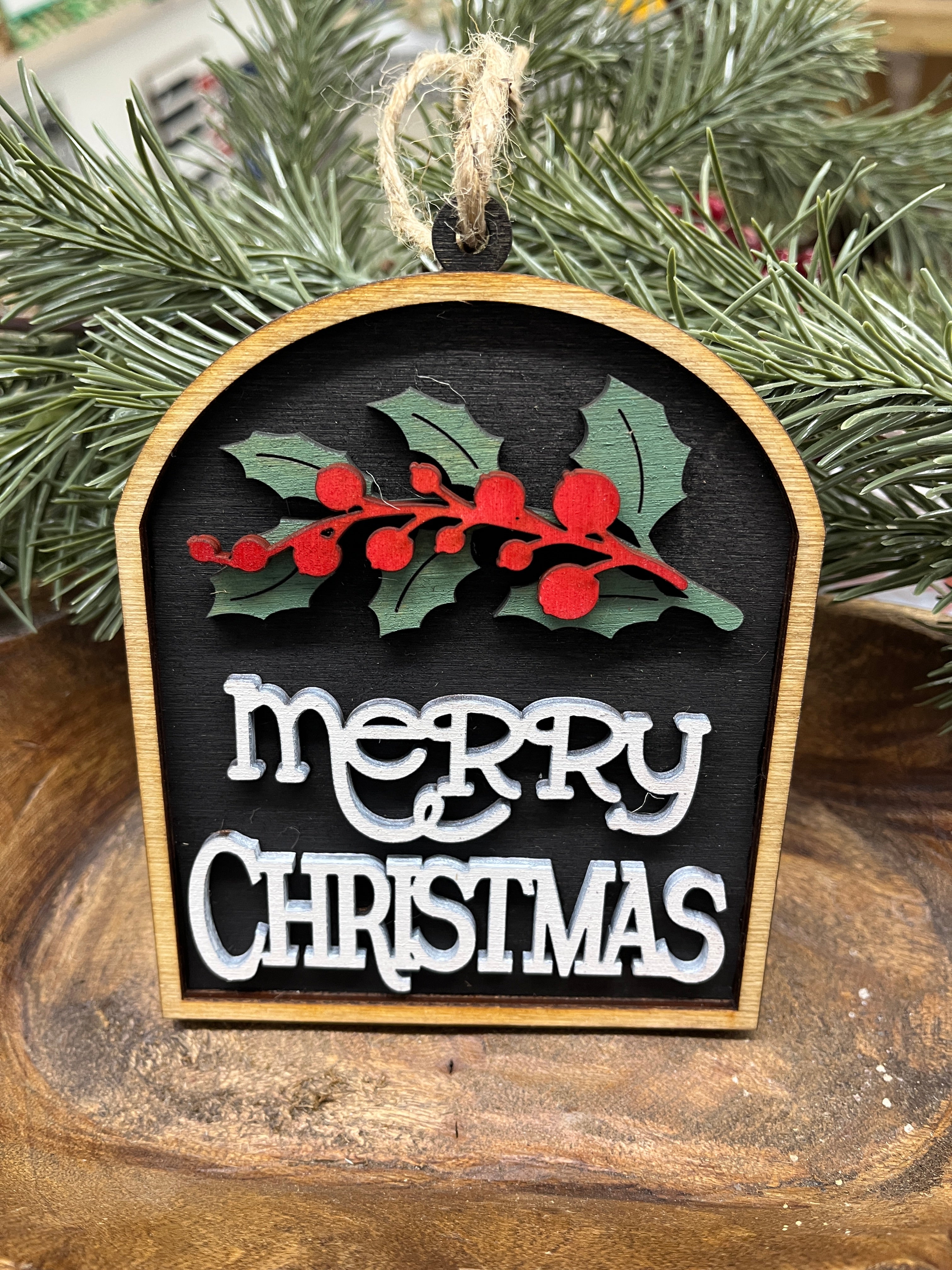 Merry Christmas Wood Ornament