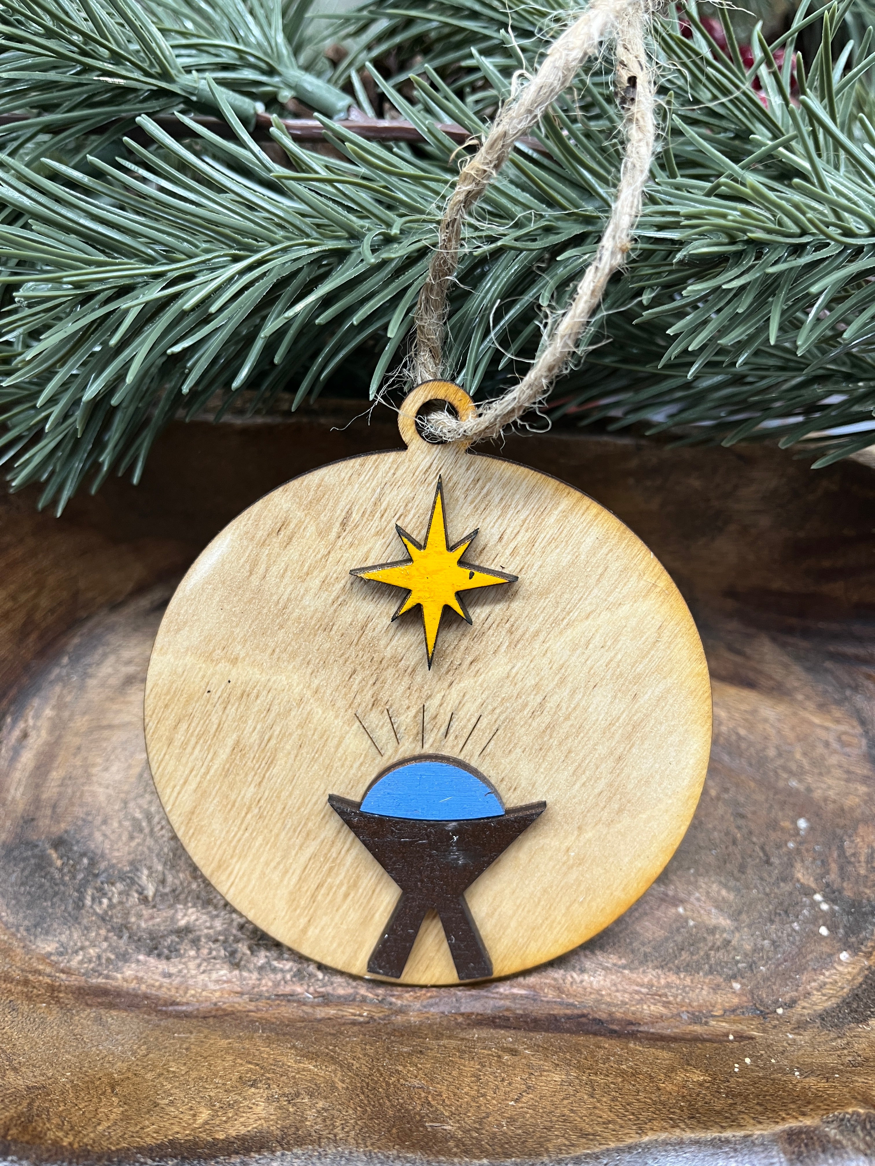 Religious Baby Jesus Wood Ornament
